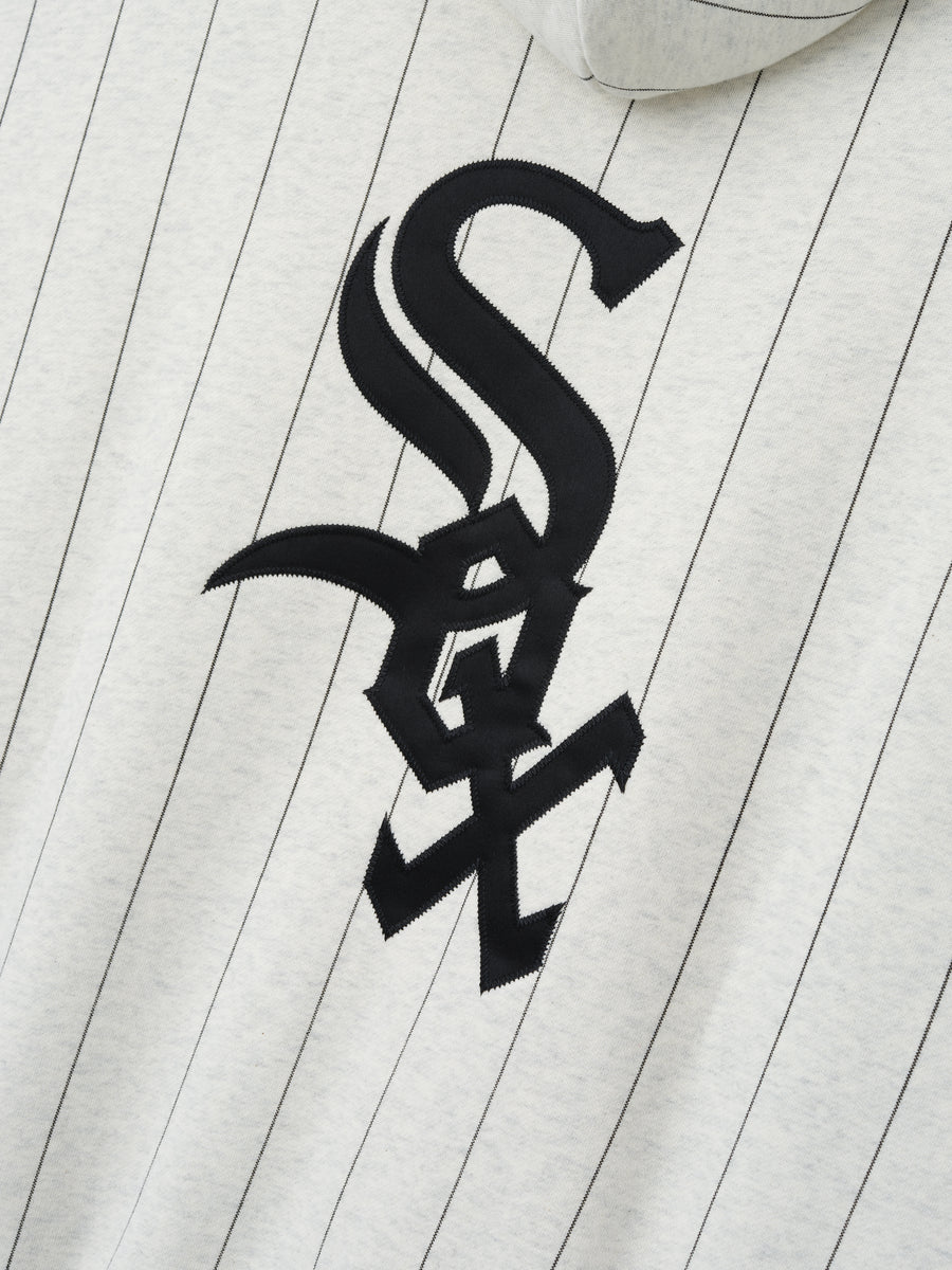 White Sox Sport Hoodie Oatmeal Heather W Black Pinstripes / XS view 6