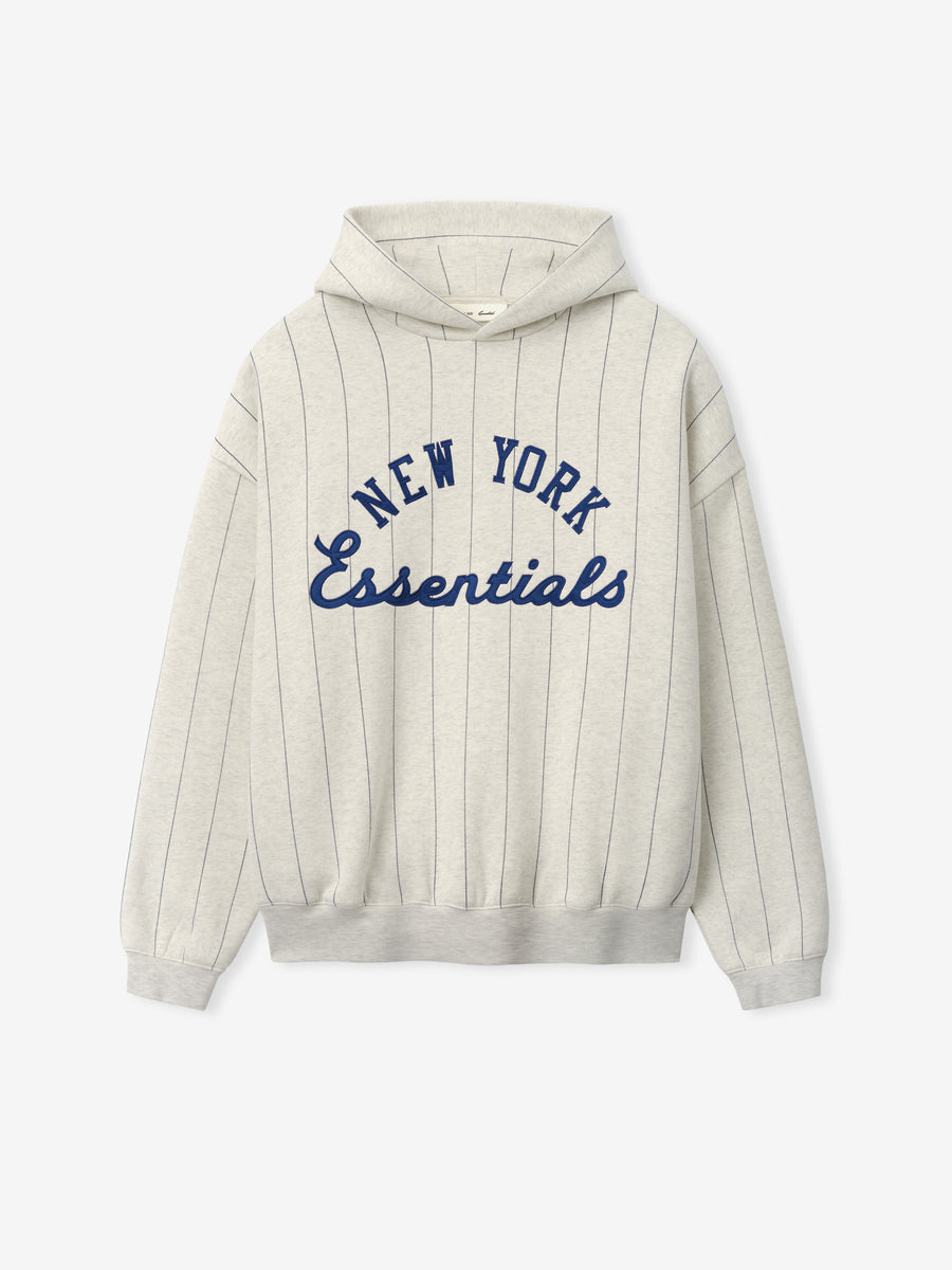 Mets Sport Hoodie Oatmeal Heather W Dark Sapphire Pinstripes / XS view 1