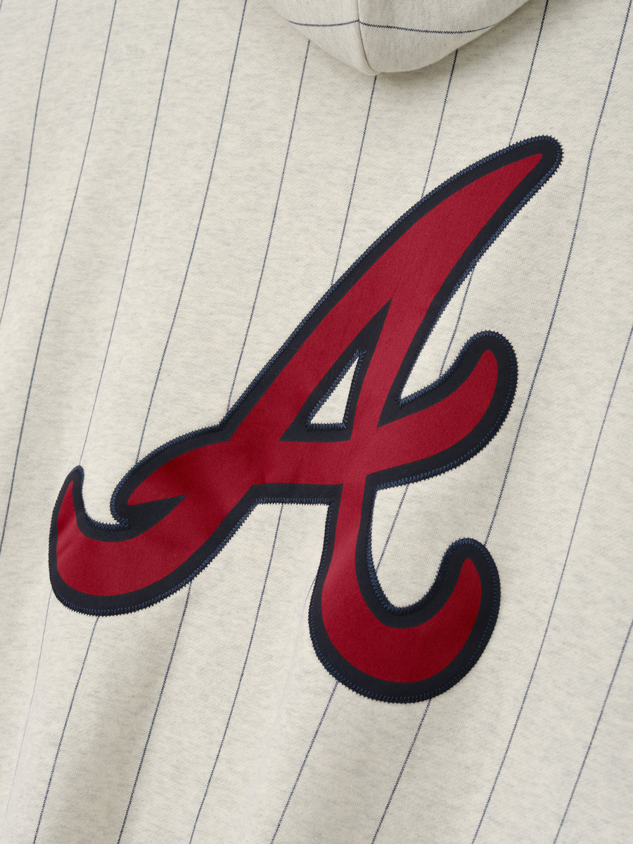 Braves Sport Hoodie Oatmeal Heather W Dark Sapphire Pinstripes / XS view 4