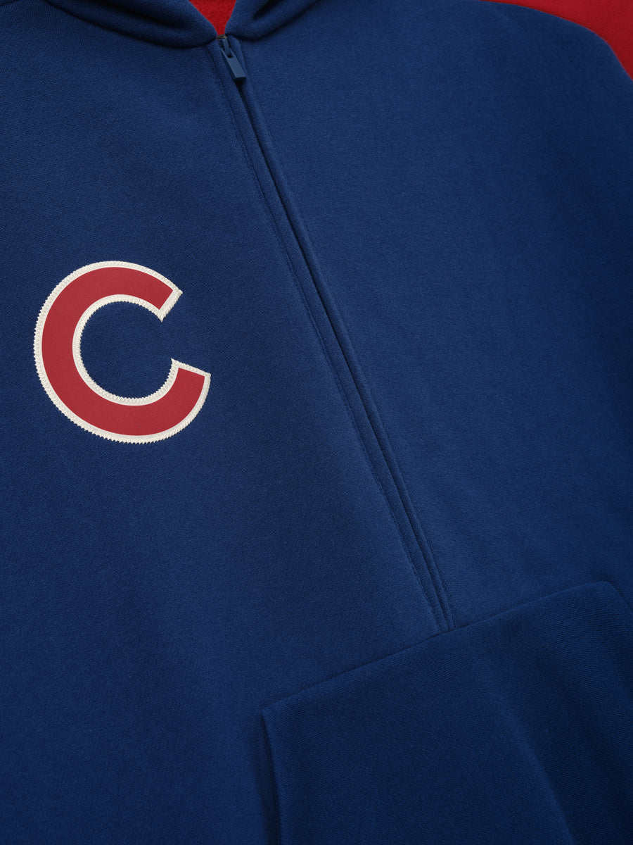 Cubs Raglan Half Zip Sport Hoodie Estate Blue/ Stone Red / XS view 4