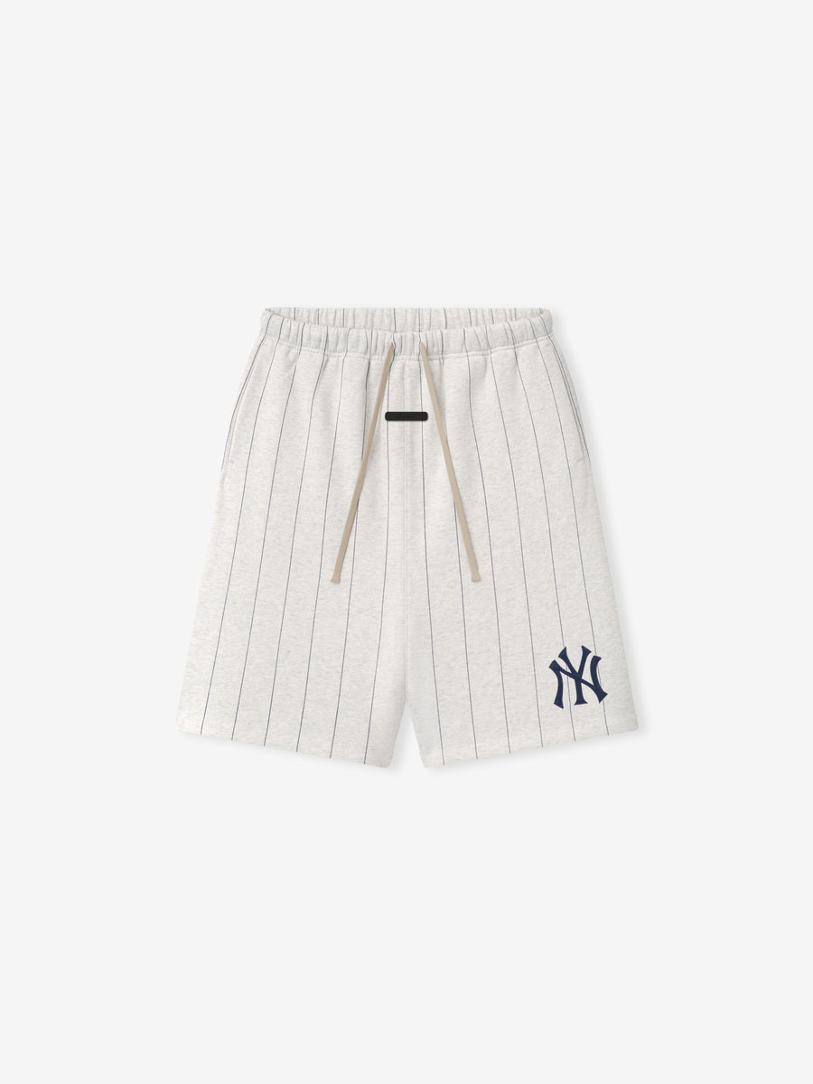 Yankees 90's Sweatshort Oatmeal Heather W Dark Sapphire Pinstripes / XS view 1