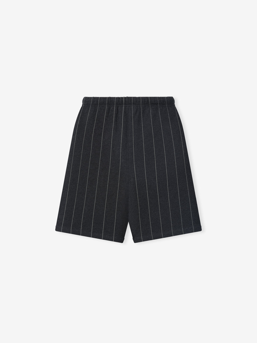 White Sox 90's Sweatshort in a dark heather shade with thin white vertical pinstripes, featuring an elastic waistband for a relaxed fit and casual style bottom.