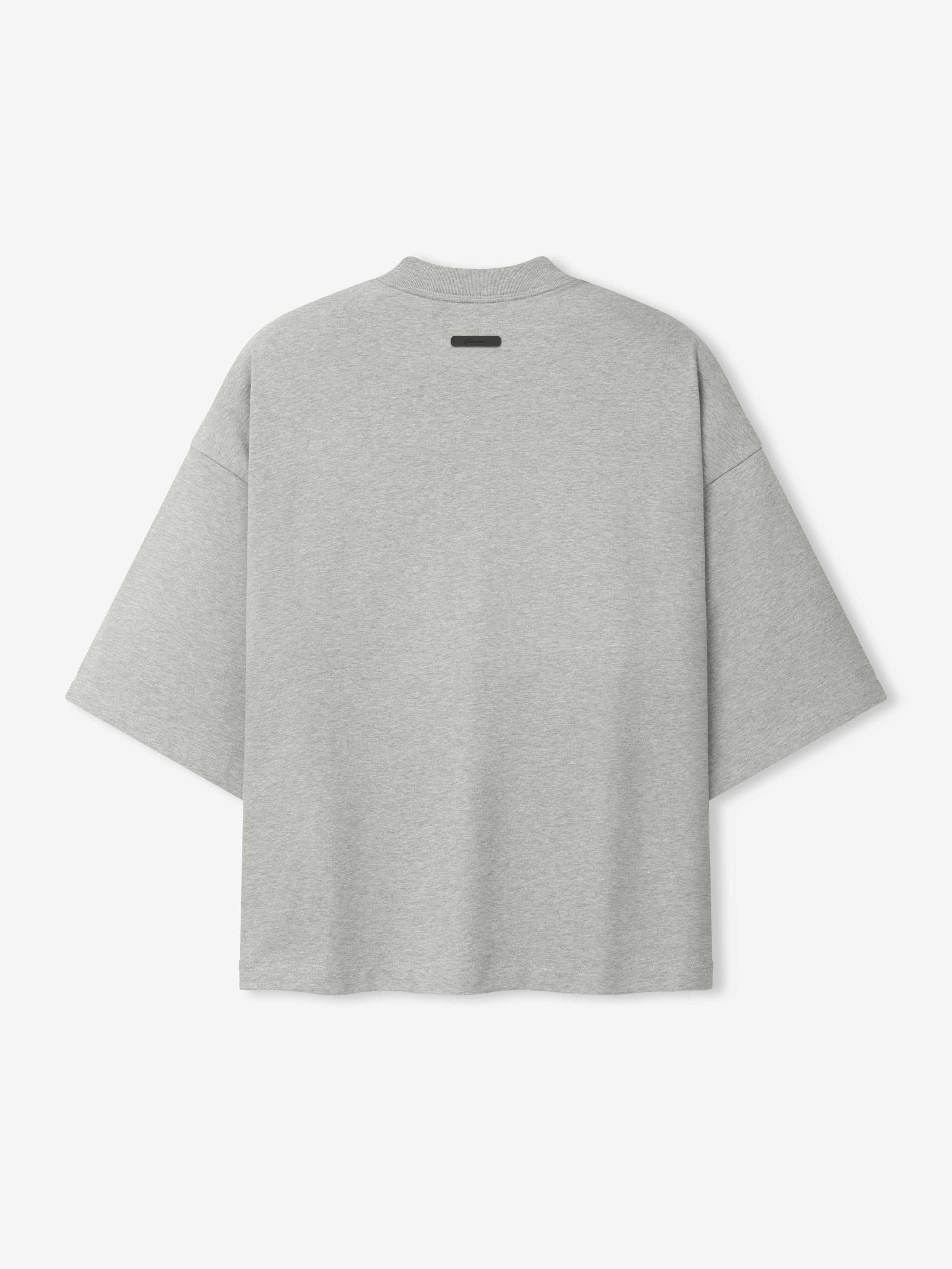 Back view of Dodgers NL Merch Tee in light gray featuring a relaxed oversized fit with dropped shoulders and a minimal black label near the neckline on soft fabric.