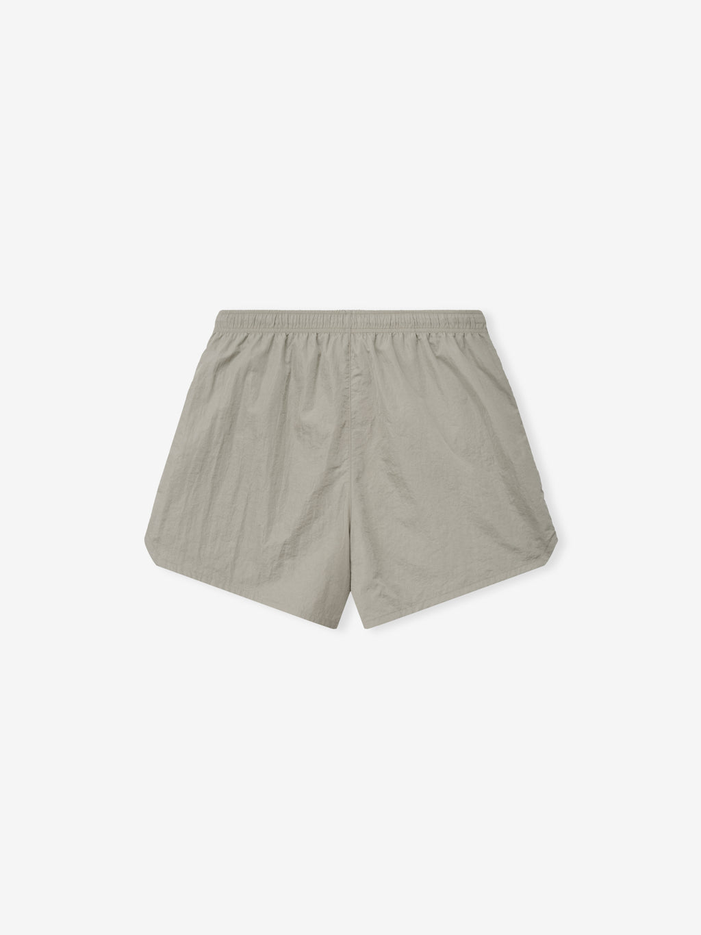 Back view of Dodgers Gym Short in muted taupe featuring a lightweight fabric and an elastic waistband designed for comfort and ease of movement.