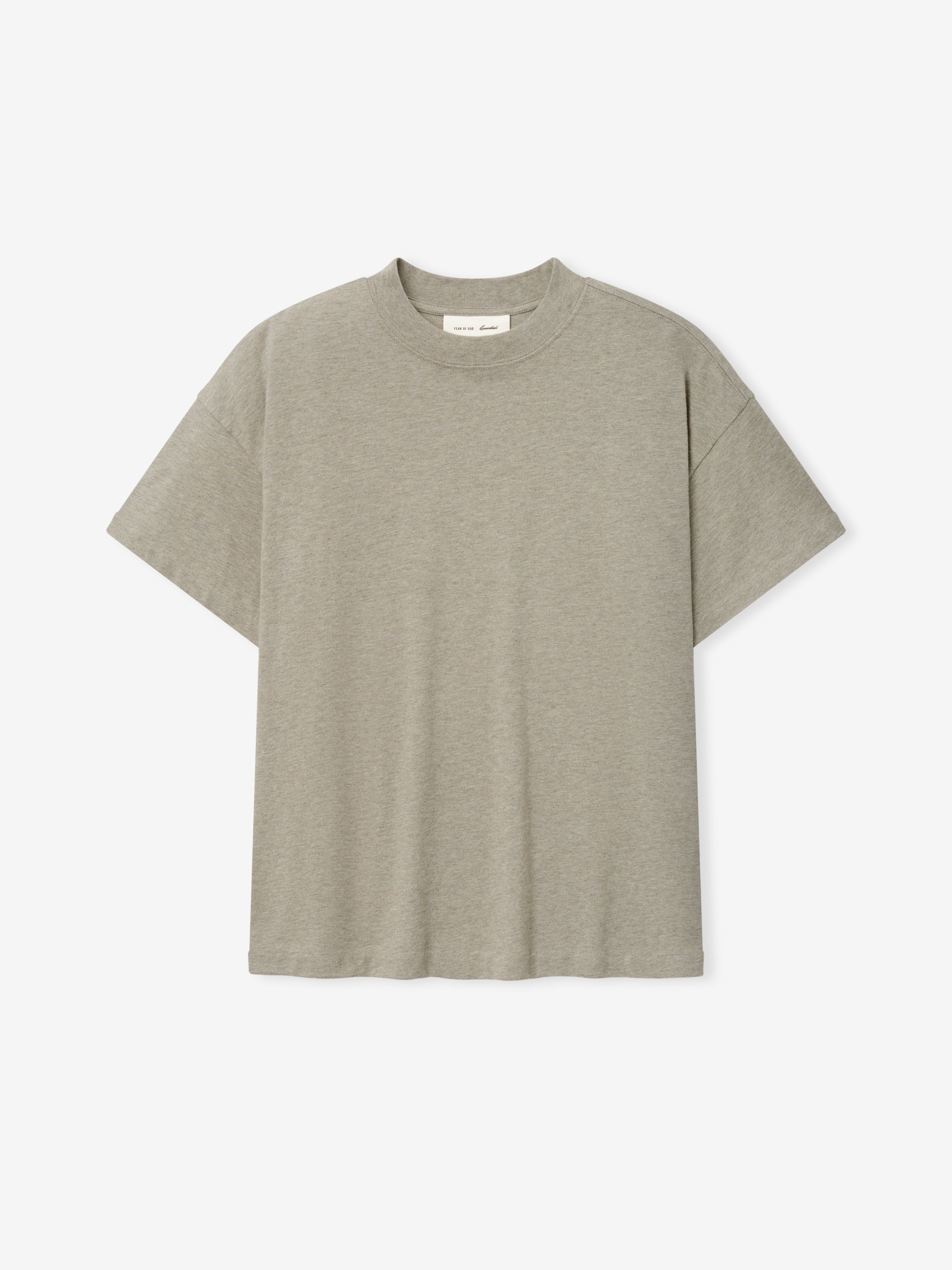 Tri-Blend Essential Tee (Slim) in a muted warm gray shade featuring a crew neck and relaxed short sleeves for a modern, minimalist casual top option.