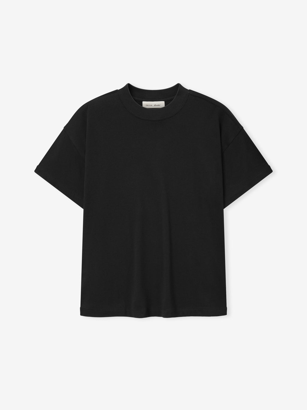 Tri-Blend Essential Tee (Slim) in a classic black shade featuring a streamlined slim fit, short sleeves, and a minimalist crew neckline for versatile casual tops.