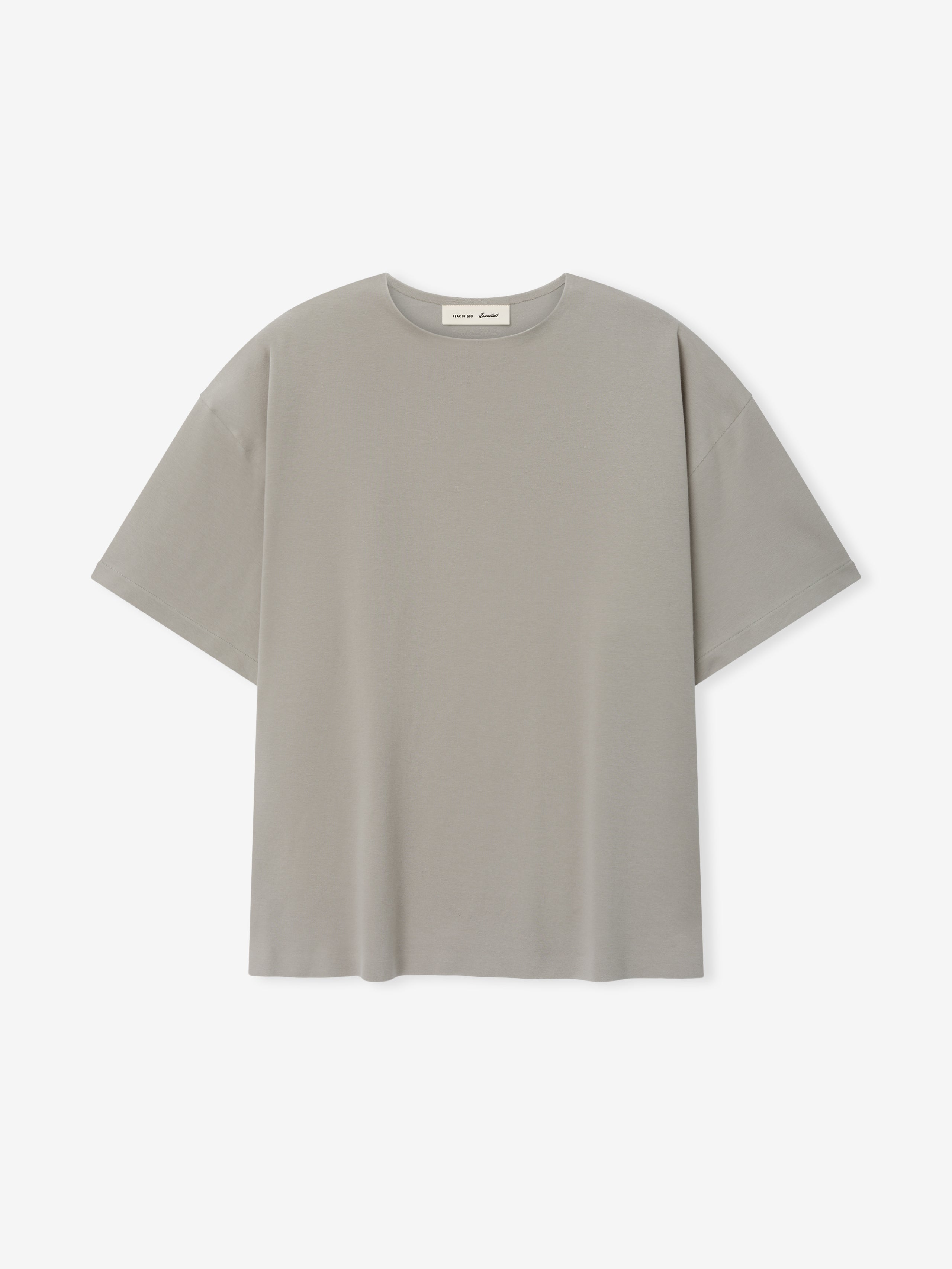 Ponte Modern Tee (Relaxed) in a muted taupe shade with a roomy fit, wide short sleeves, and a classic crew neckline, crafted from smooth fabric for a versatile top.