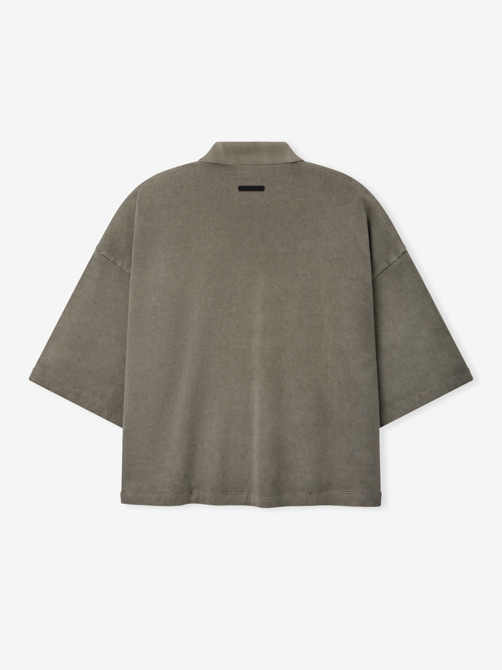 Heavy Jersey Cropped Polo in a muted washed seal shade, featuring an oversized cut with dropped shoulders and wide short sleeves, designed for relaxed casual wear.
