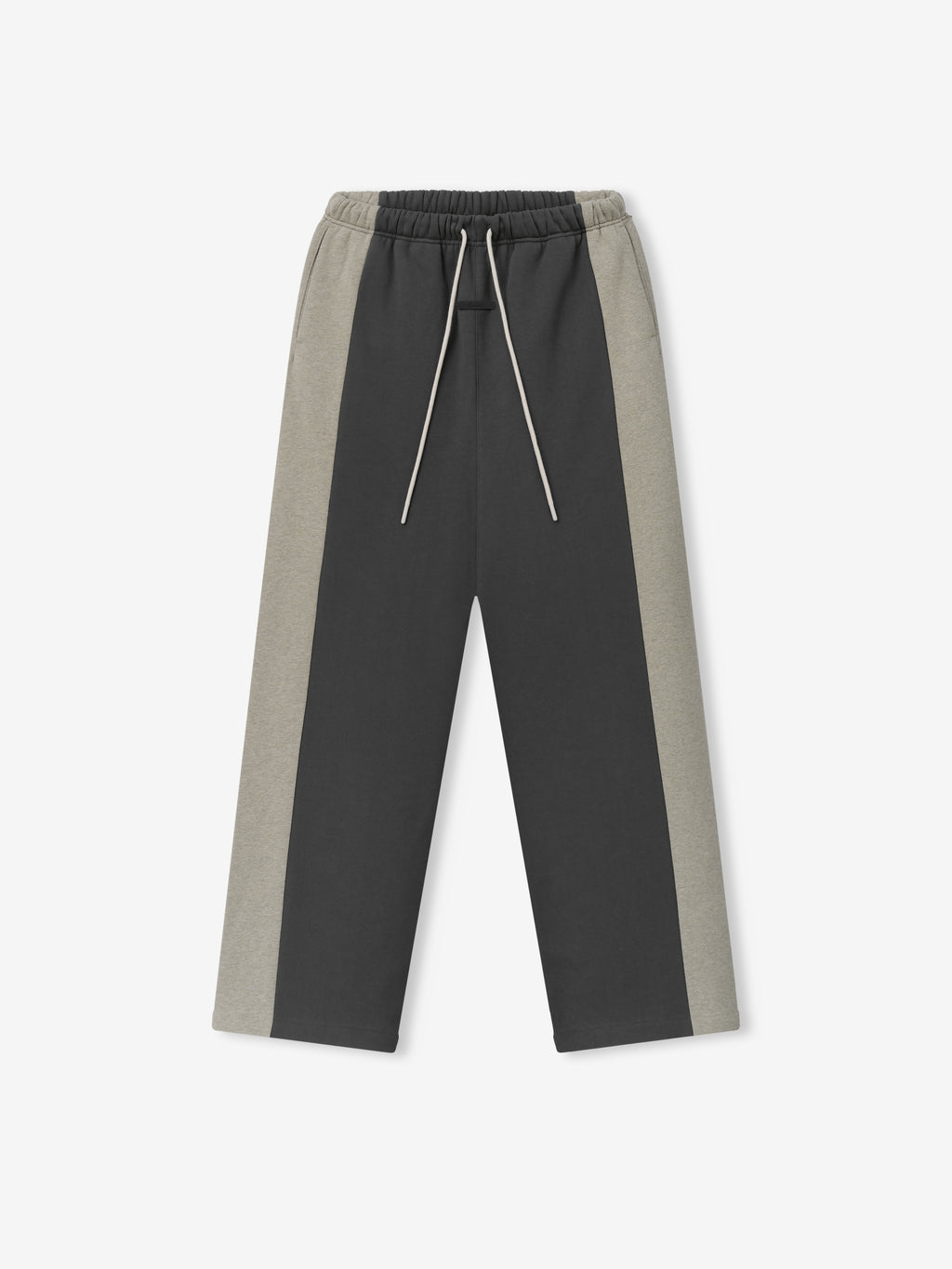 Panelled Lounge Pant featuring a relaxed silhouette with contrast side panels in muted iron grey and seal heather tones, designed with an elastic waistband and drawstring for comfort.