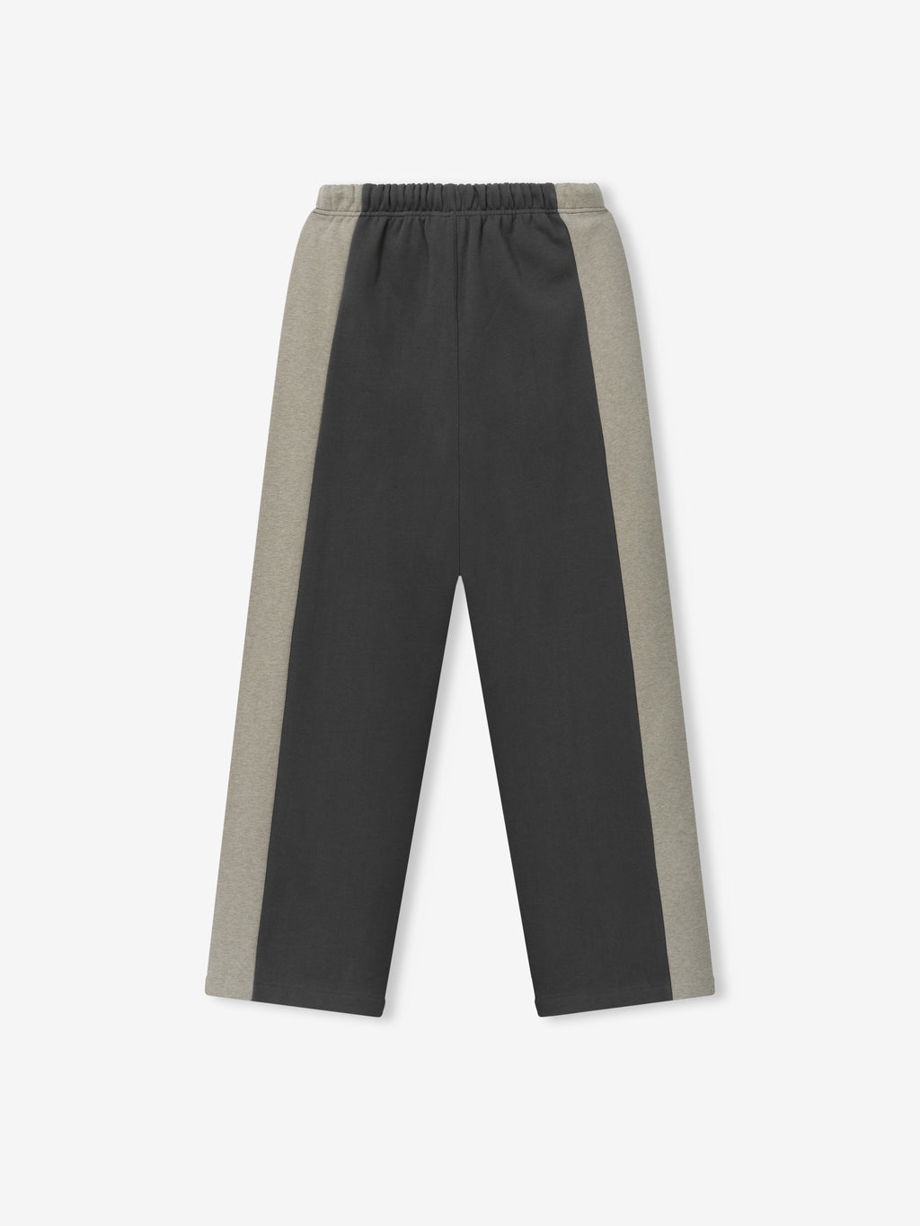 Panelled Lounge Pant in a relaxed fit with contrasting side panels in muted grey and dark iron tones, featuring an elastic waistband for easy comfort and casual bottoms.