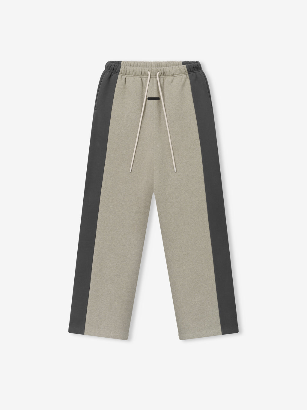 Panelled Lounge Pant featuring a relaxed fit with contrasting seal heather center panels and dark iron side stripes, designed with an elastic waistband and drawstring for effortless comfort.