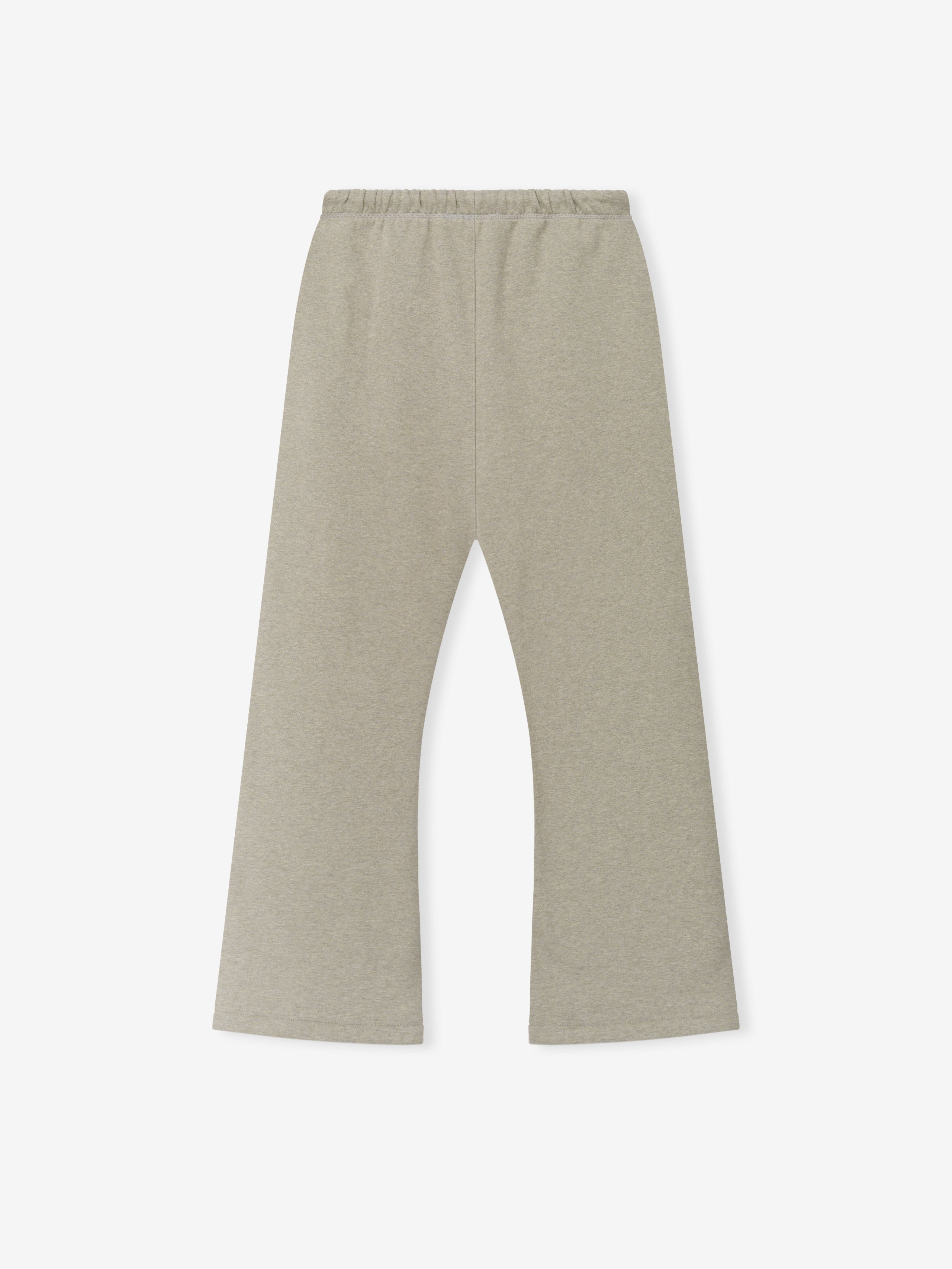 Flare Sweatpant in a muted gray heather shade featuring a relaxed fit with a subtle flare at the leg opening and an elastic waistband for comfortable casual bottoms.