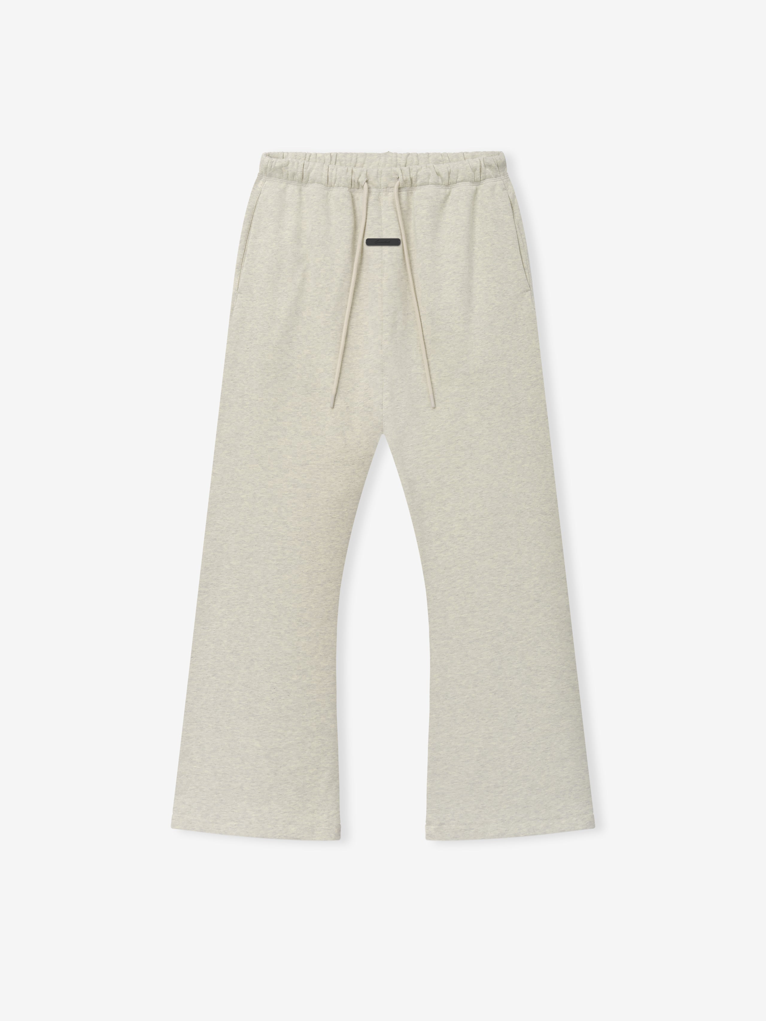 Flare Sweatpant in a soft washed vanilla heather shade featuring a relaxed silhouette with a flared leg, elastic waistband, and adjustable drawstrings for cozy casual bottoms.