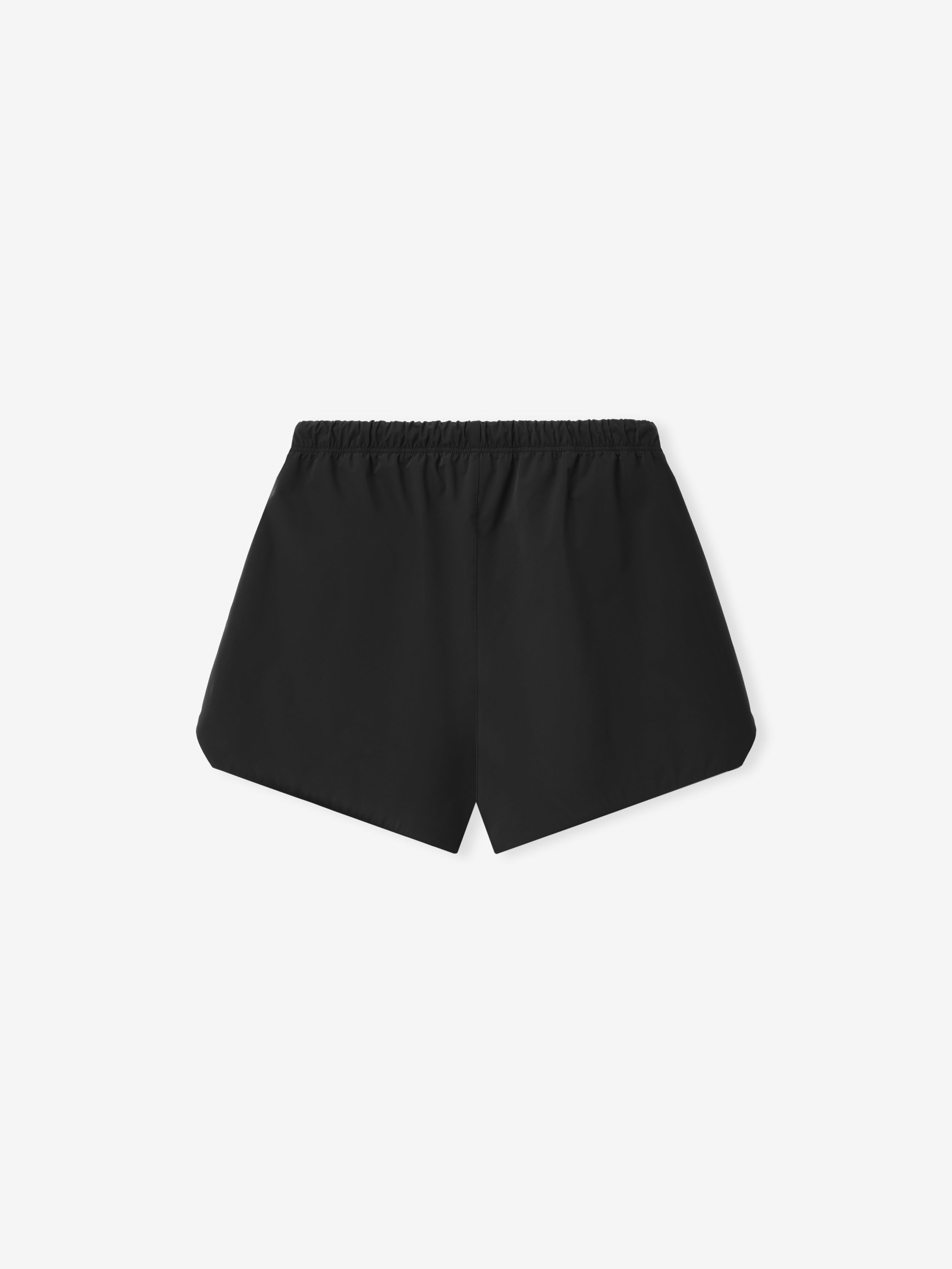 Gym Short in a classic black hue featuring a high-rise elastic waistband and a streamlined silhouette designed for comfortable and dynamic wear.
