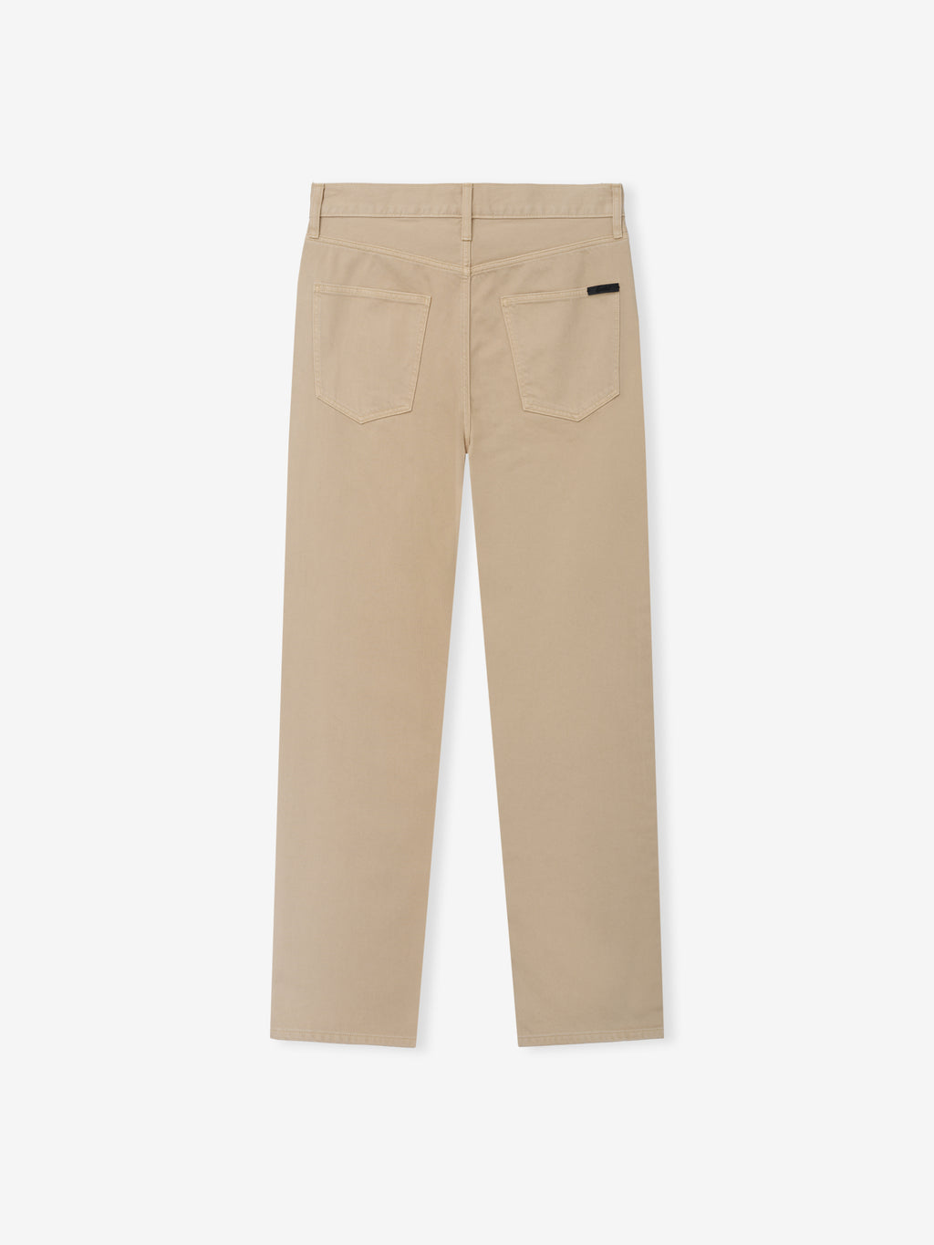 Denim 5-Pocket Jeans in a soft dune shade featuring classic rear patch pockets, belt loops, and a straight-leg cut for a clean, versatile bottoms option.