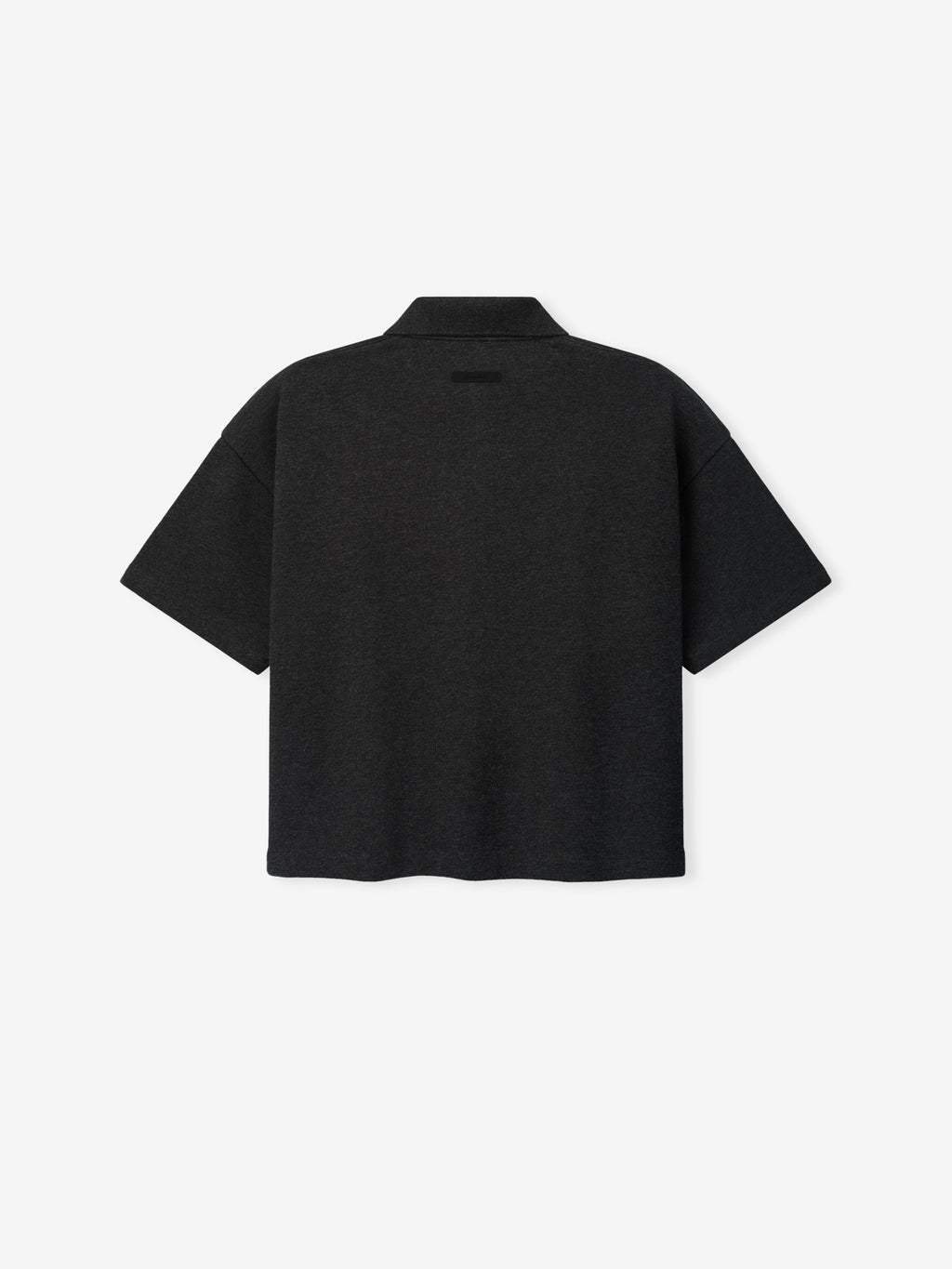 Kids Cropped Polo in a dark charcoal shade, featuring short sleeves and a relaxed boxy fit designed as a casual, comfortable kids top.
