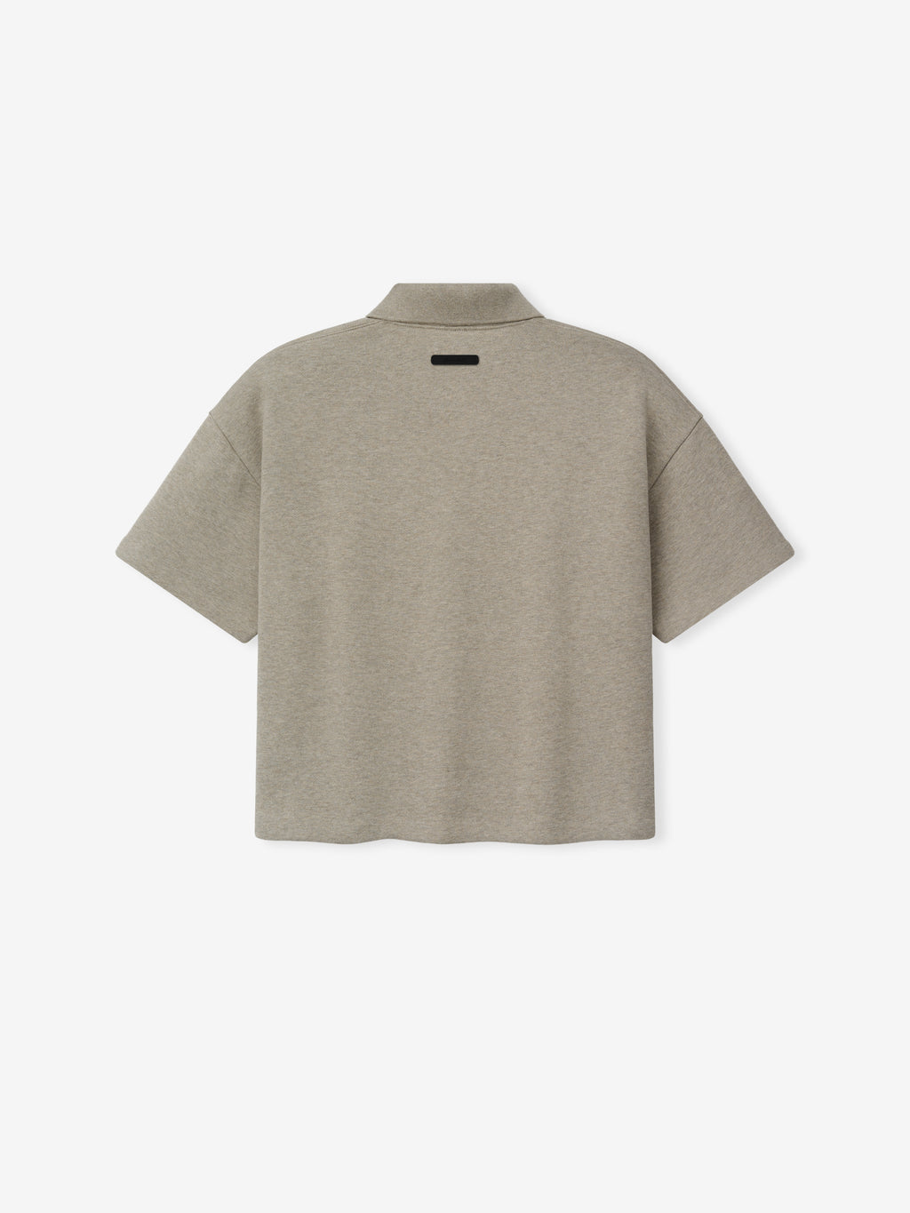 Kids Cropped Polo in a muted seal heather color, featuring a relaxed boxy fit with short sleeves and a classic collar, designed as a casual and comfortable kids top.
