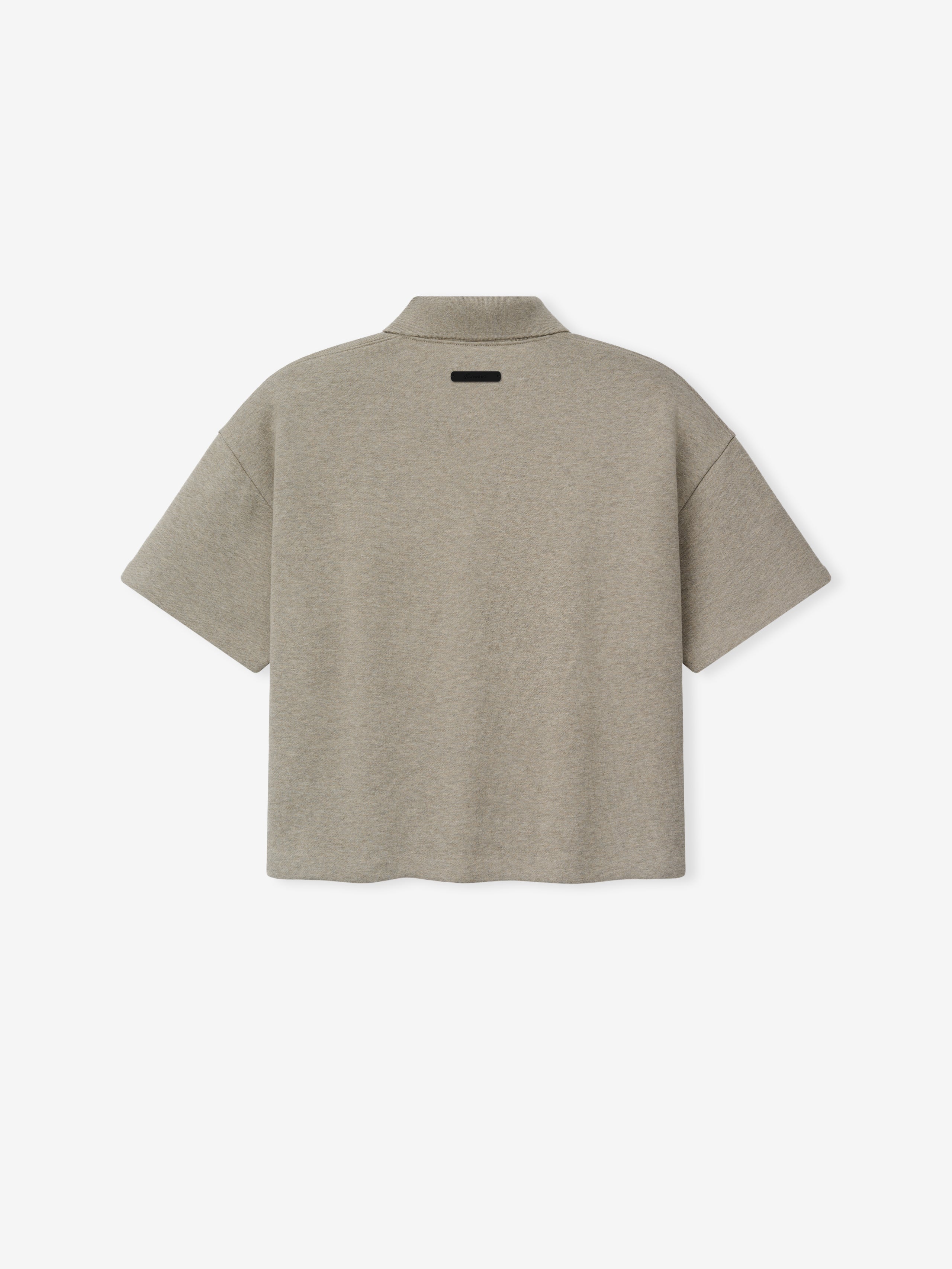Kids Cropped Polo in a muted seal heather color, featuring a relaxed boxy fit with short sleeves and a classic collar, designed as a casual and comfortable kids top.