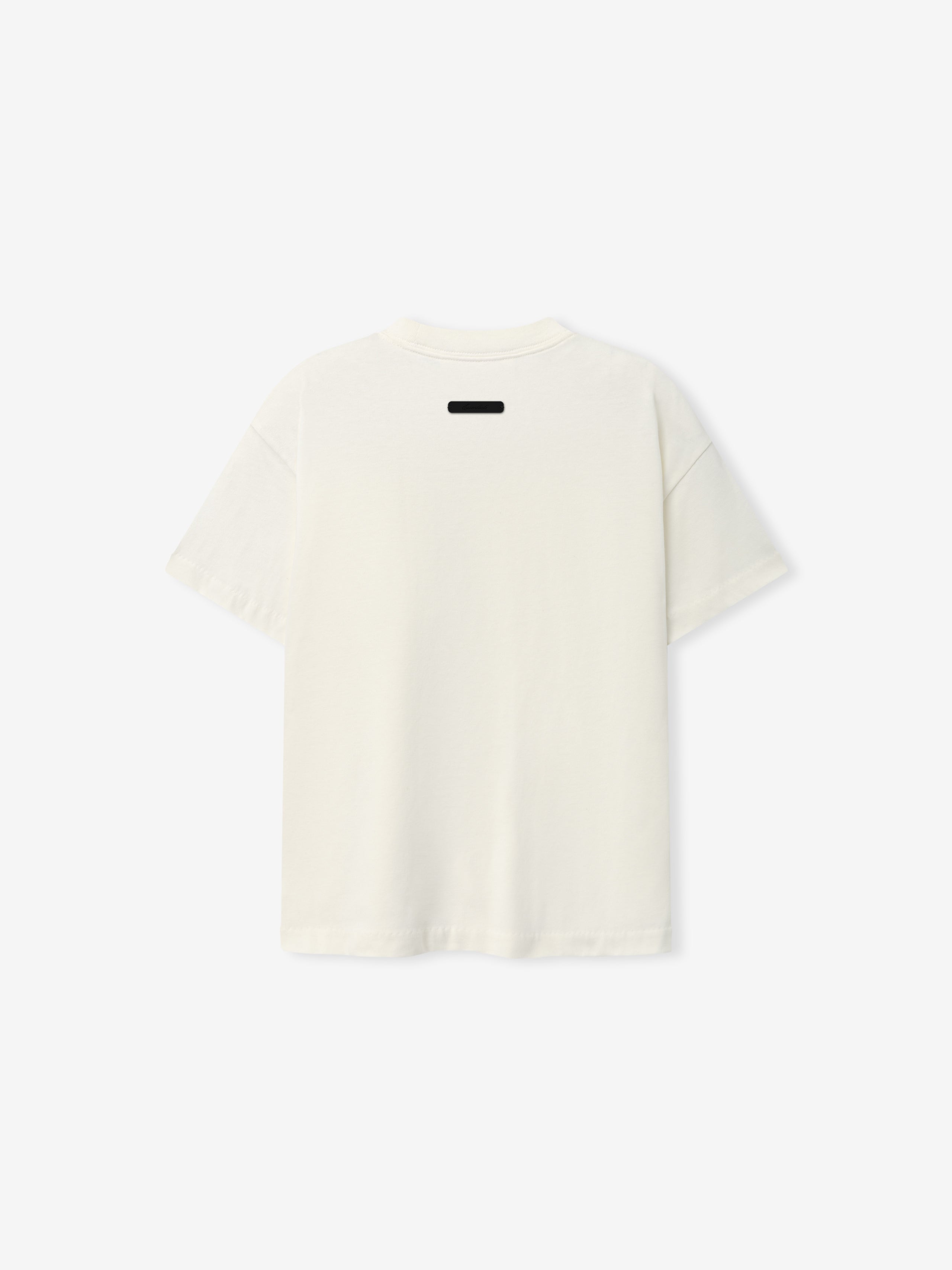 Kids Tri-Blend Essential Tee in soft ivory shown from the back, featuring a classic crew neck and a relaxed silhouette for everyday kids’ casual wear.