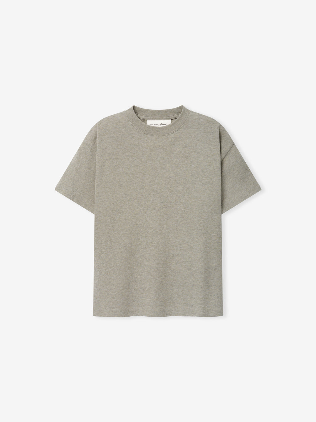 Kids Tri-Blend Essential Tee in muted seal heather with a classic crew neck and relaxed fit, designed as a comfortable and versatile top for everyday kids’ wear.