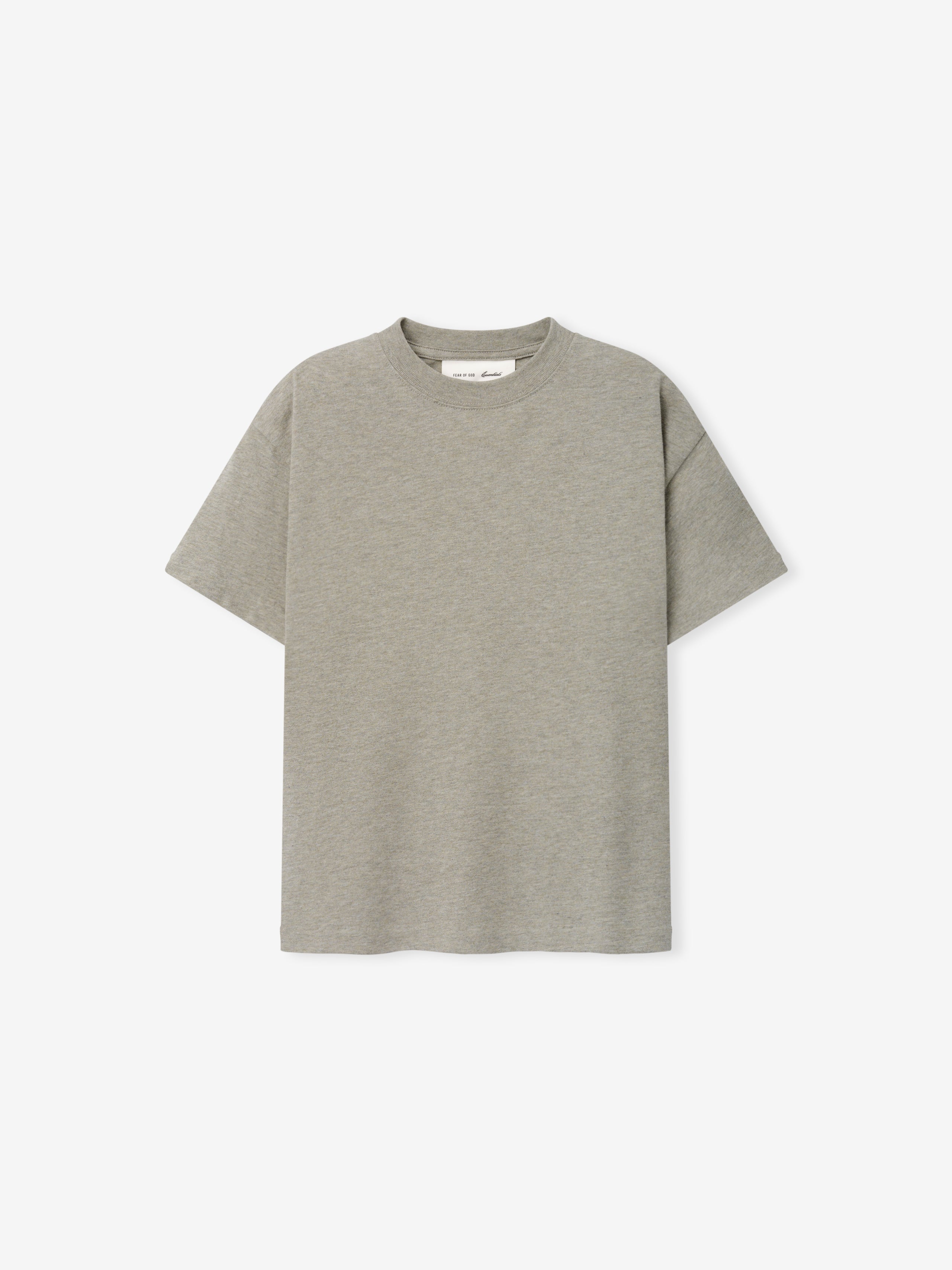 Kids Tri-Blend Essential Tee in muted seal heather with a classic crew neck and relaxed fit, designed as a comfortable and versatile top for everyday kids’ wear.
