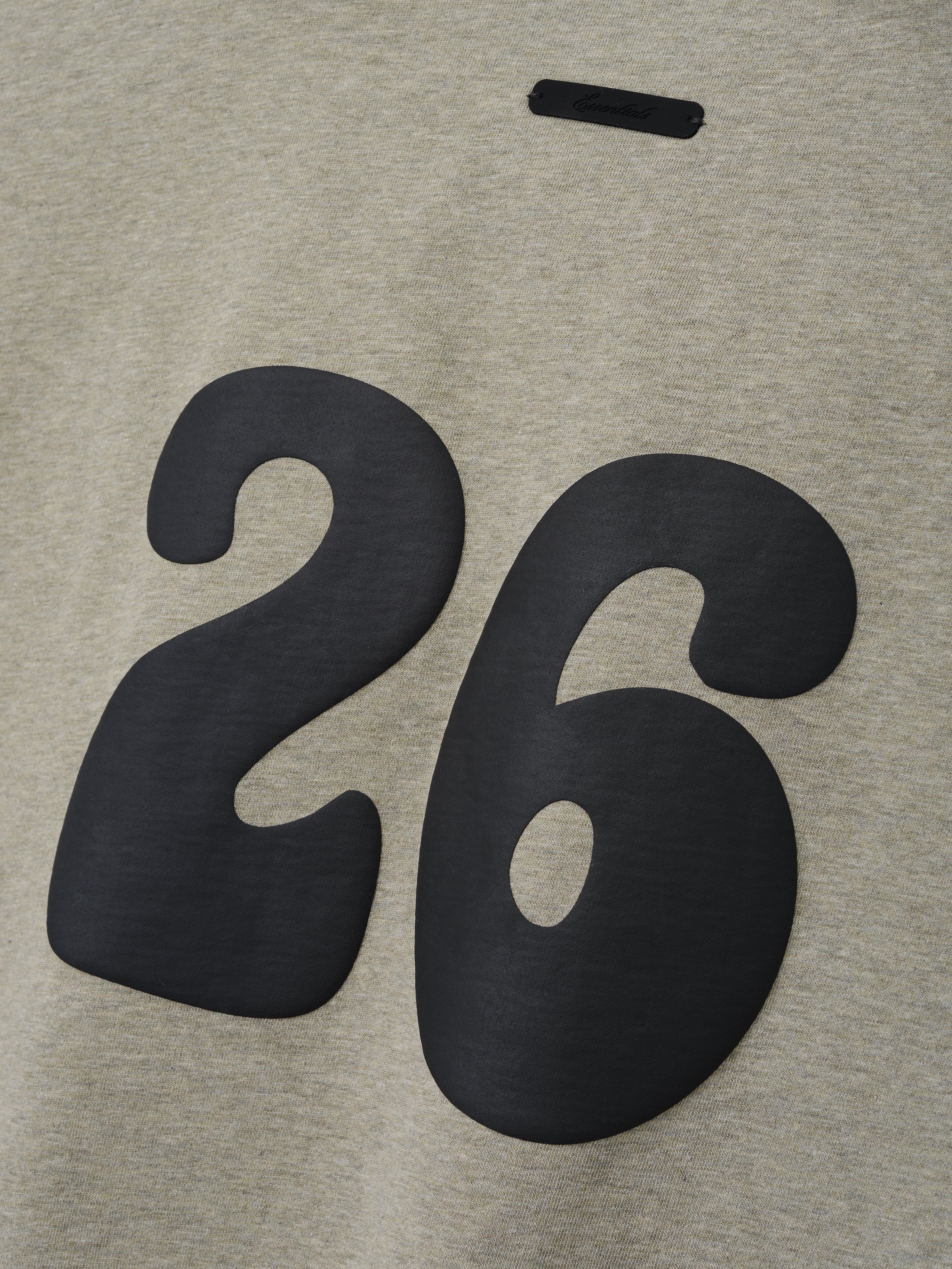 Kids Merch Tee in soft heather gray fabric featuring large black rounded number "26" printed on the front for a sporty and casual kids' top.
