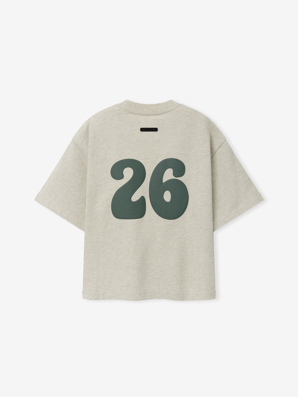Kids Merch Tee in light beige heather fabric featuring a large dark green number "26" in a rounded, playful font on the back for a laid-back casual kids’ top.