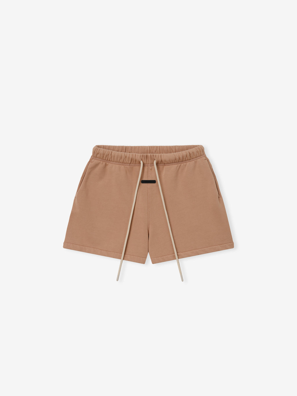 Womens Classic Fit Short in a washed ginger tone featuring an elastic waistband with drawstrings, side pockets, and a relaxed fit for comfortable casual bottoms.