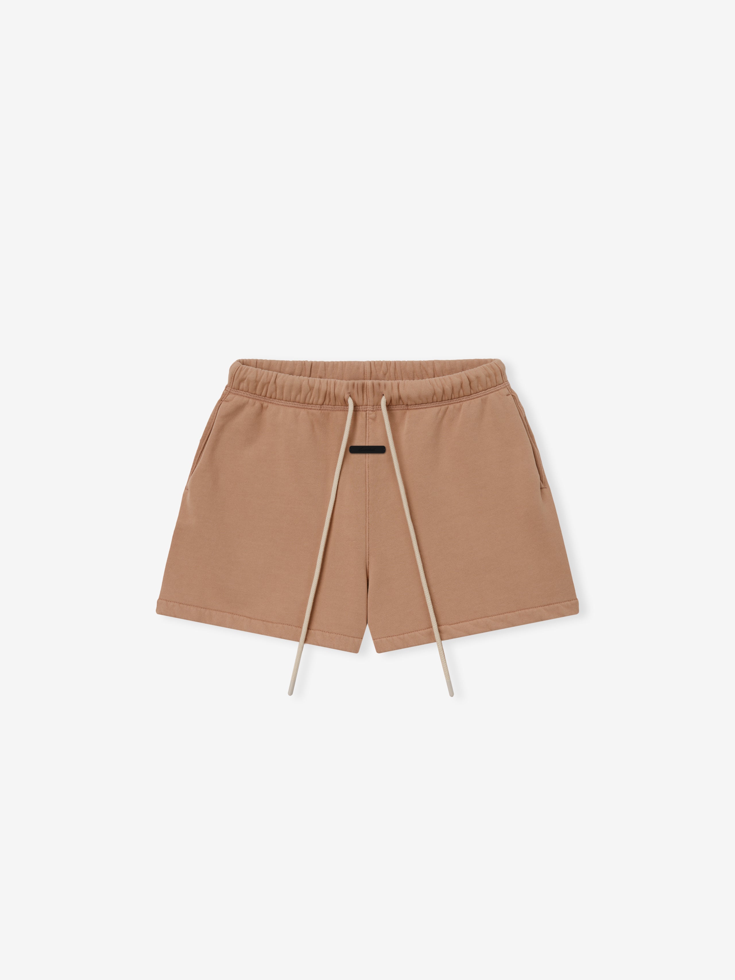 Womens Classic Fit Short in a washed ginger tone featuring an elastic waistband with drawstrings, side pockets, and a relaxed fit for comfortable casual bottoms.