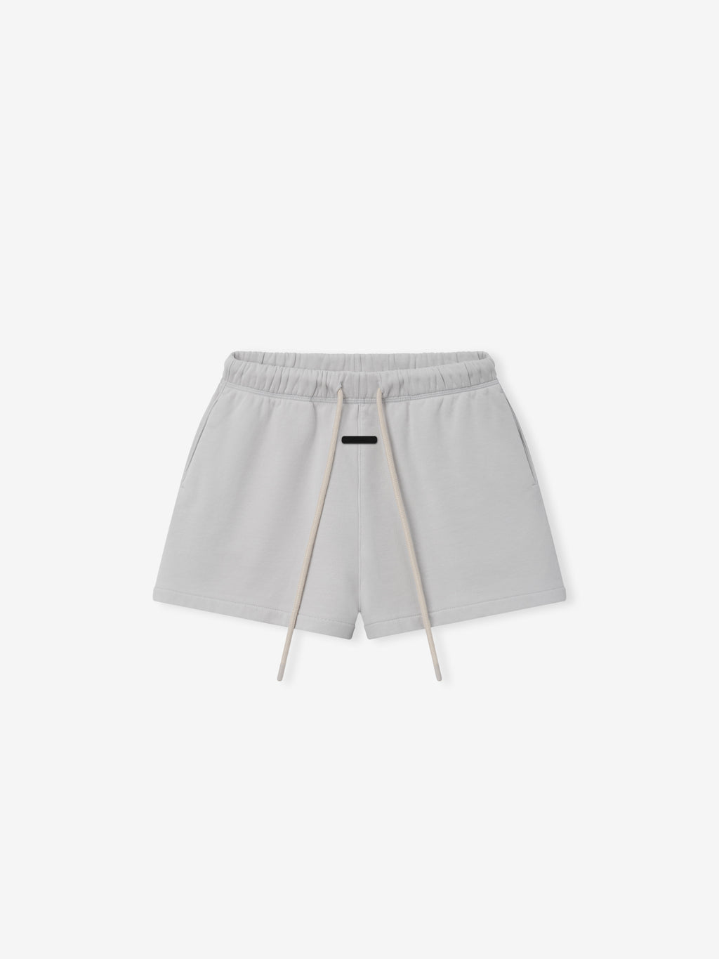 Womens Classic Fit Short in a soft overcast grey shade featuring an elastic waistband with long drawstrings, side pockets, and a comfortable relaxed fit ideal for casual bottoms.
