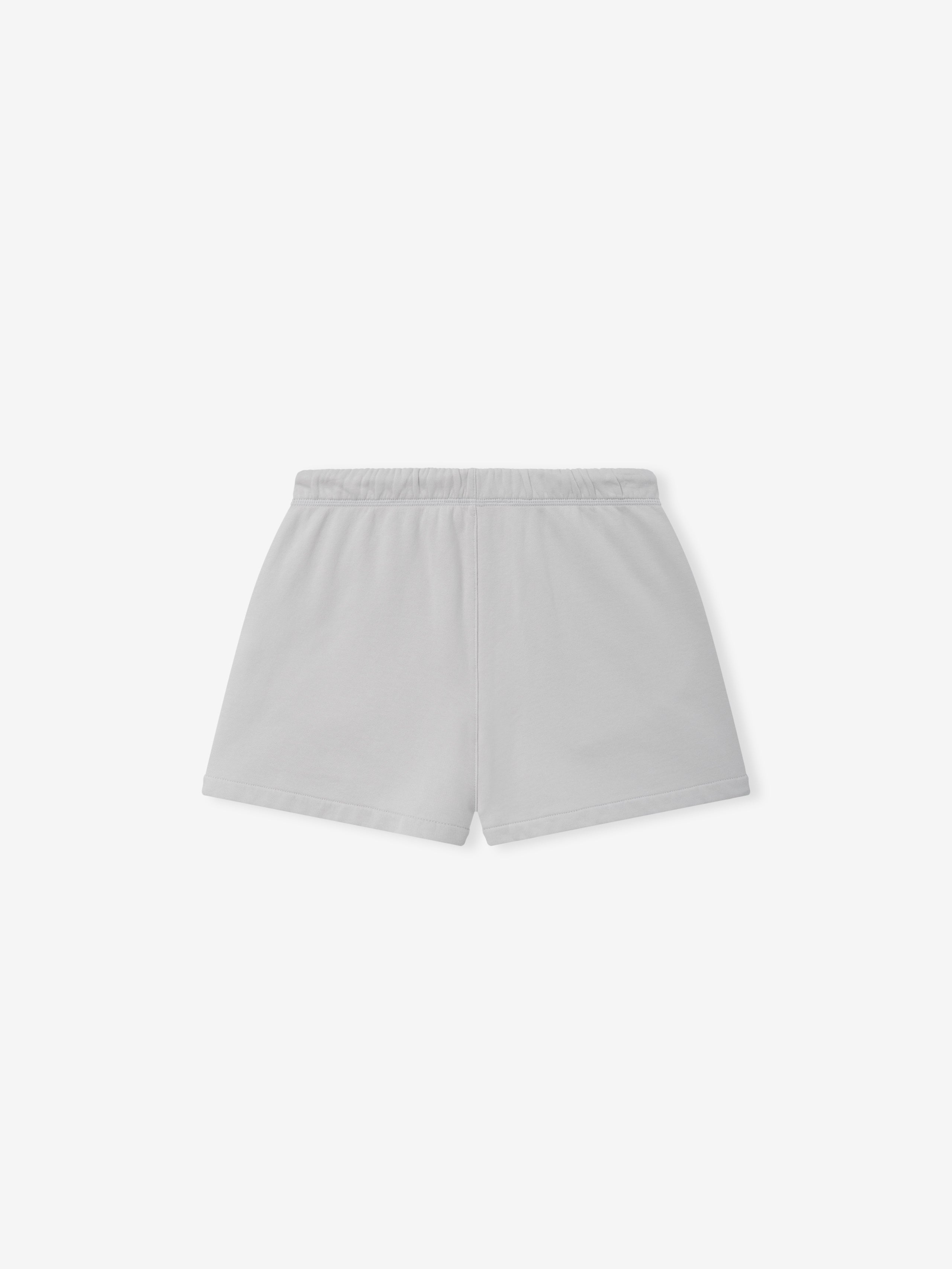 Womens Classic Fit Short in a light overcast grey hue featuring an elastic waistband with a clean finish and a comfortable relaxed silhouette for versatile casual bottoms.