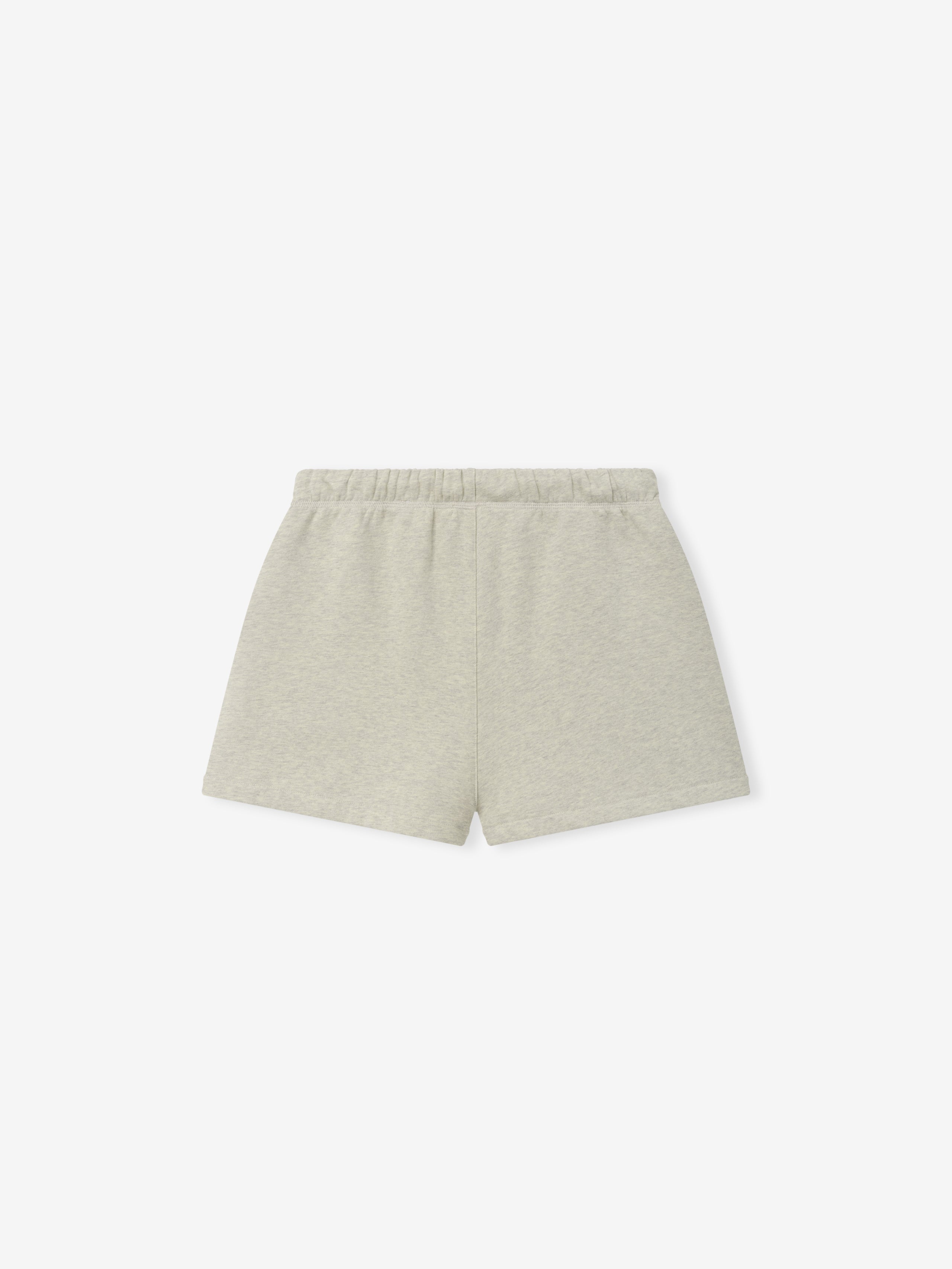 Womens Classic Fit Short in a soft washed vanilla heather shade featuring an elastic waistband, minimal stitching, and a relaxed silhouette designed for casual, comfortable bottoms.