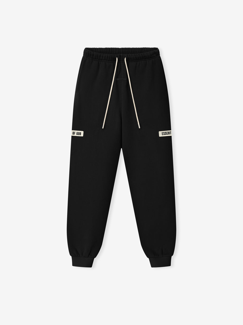 Classic Fit Sweatpant in vintage black featuring an elastic waistband with contrasting drawstrings, branded side patches, and cuffed hems for a relaxed, comfortable fit in casual bottoms.
