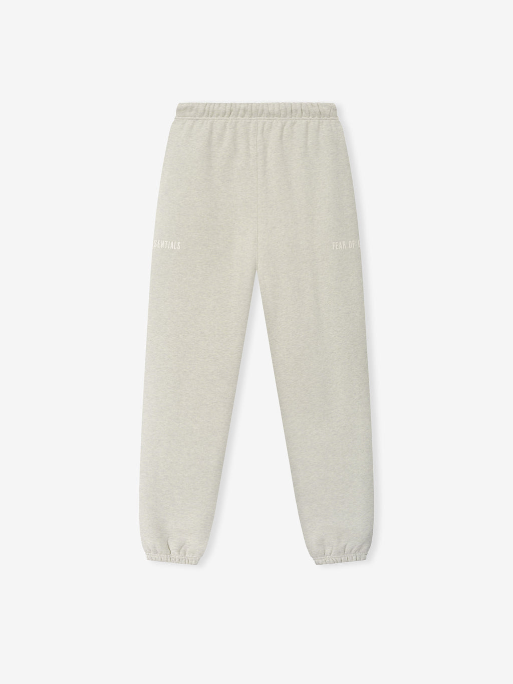 Classic Fleece Sweatpant in a soft vanilla heather shade with an elastic waistband, cuffed ankles, subtle tonal branding on each leg, and a comfortable relaxed fit for casual bottoms.
