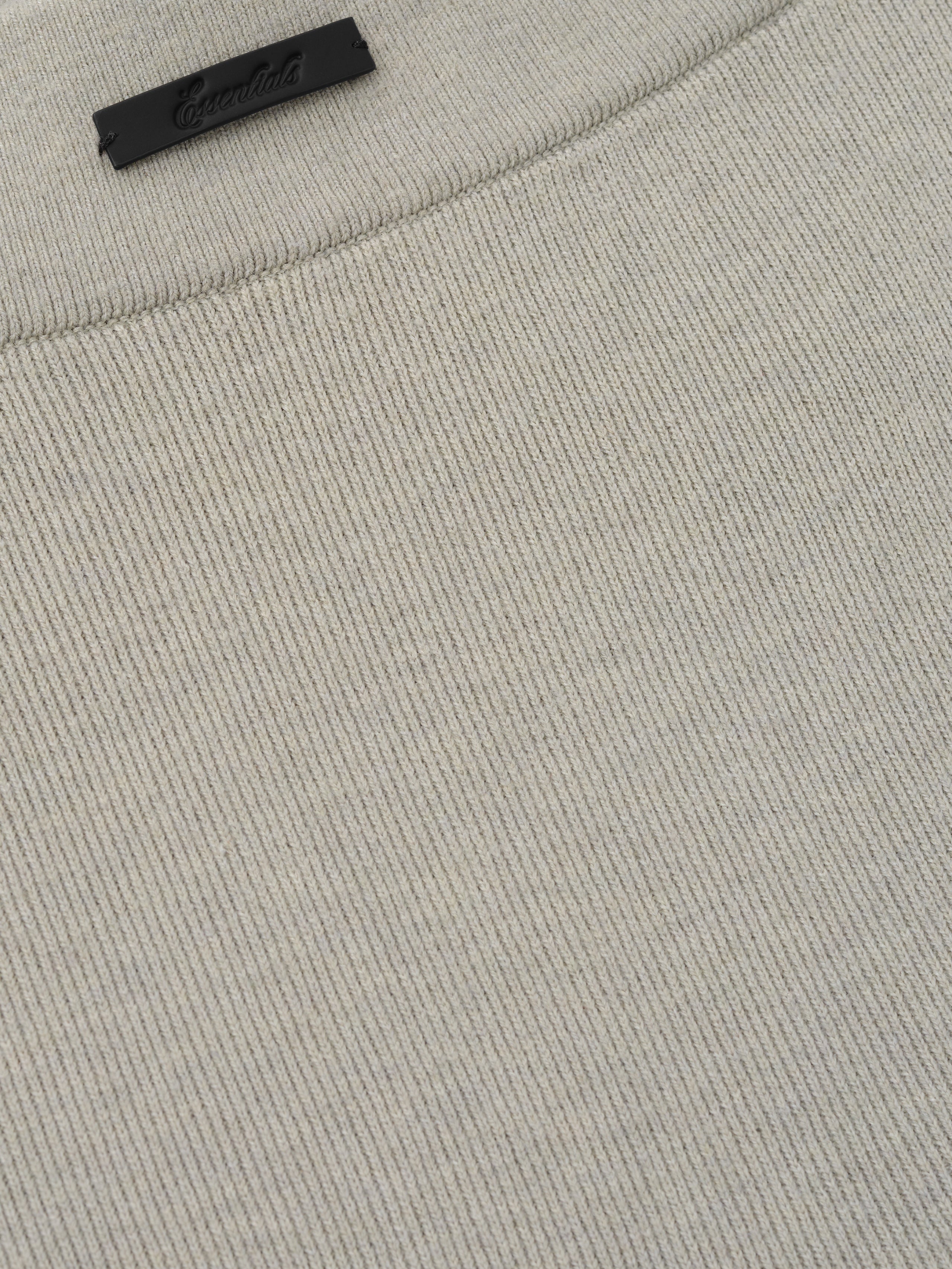 Womens Rib Knit Capri in a muted seal grey shade, showcasing finely textured ribbed fabric with a smooth, elastic waistband for a comfortable, versatile casual bottom.