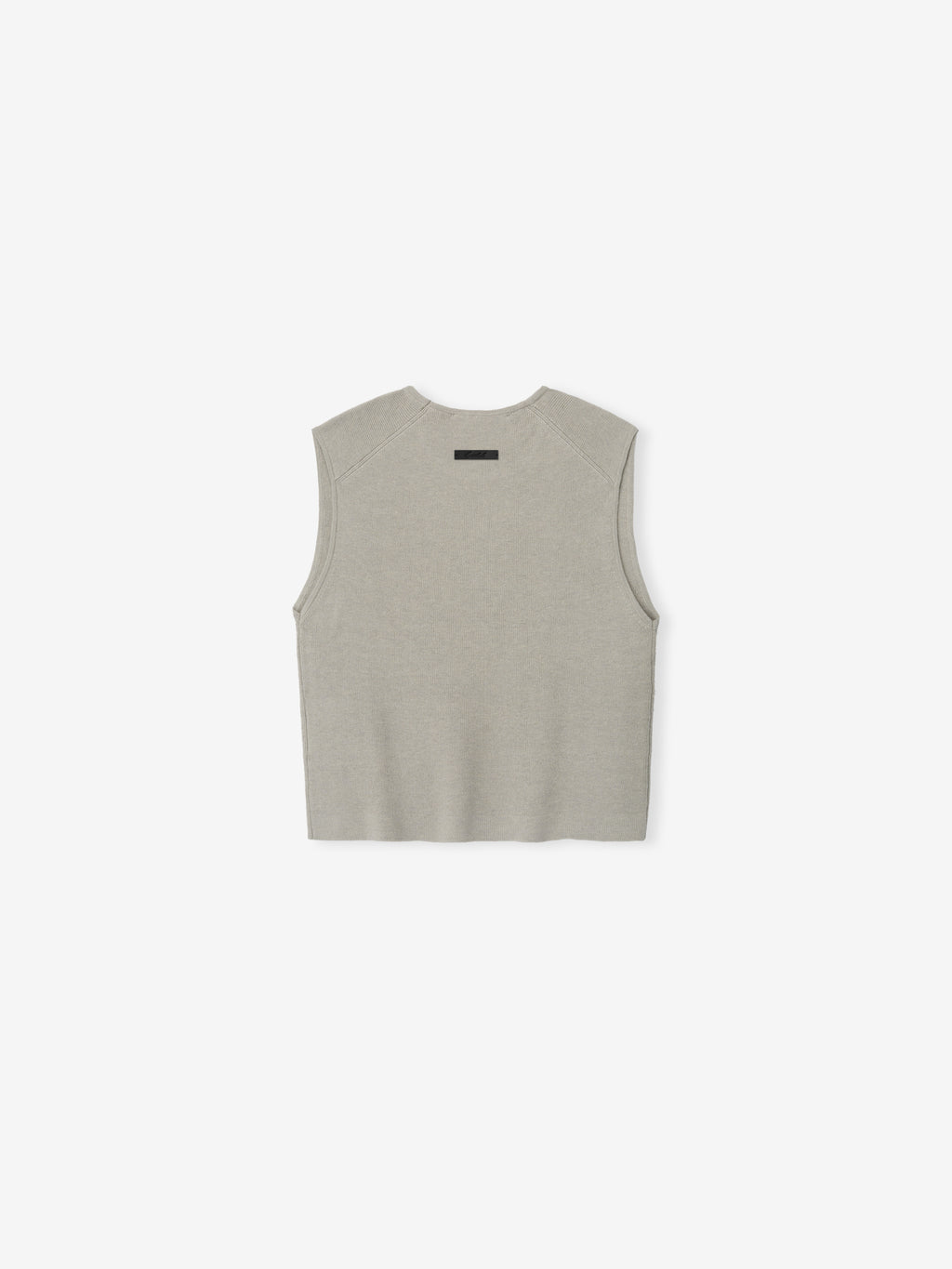 Womens Rib Knit Crop Top in a soft muted grey tone, featuring a sleeveless design with smooth ribbed fabric and a relaxed fit for casual layering.