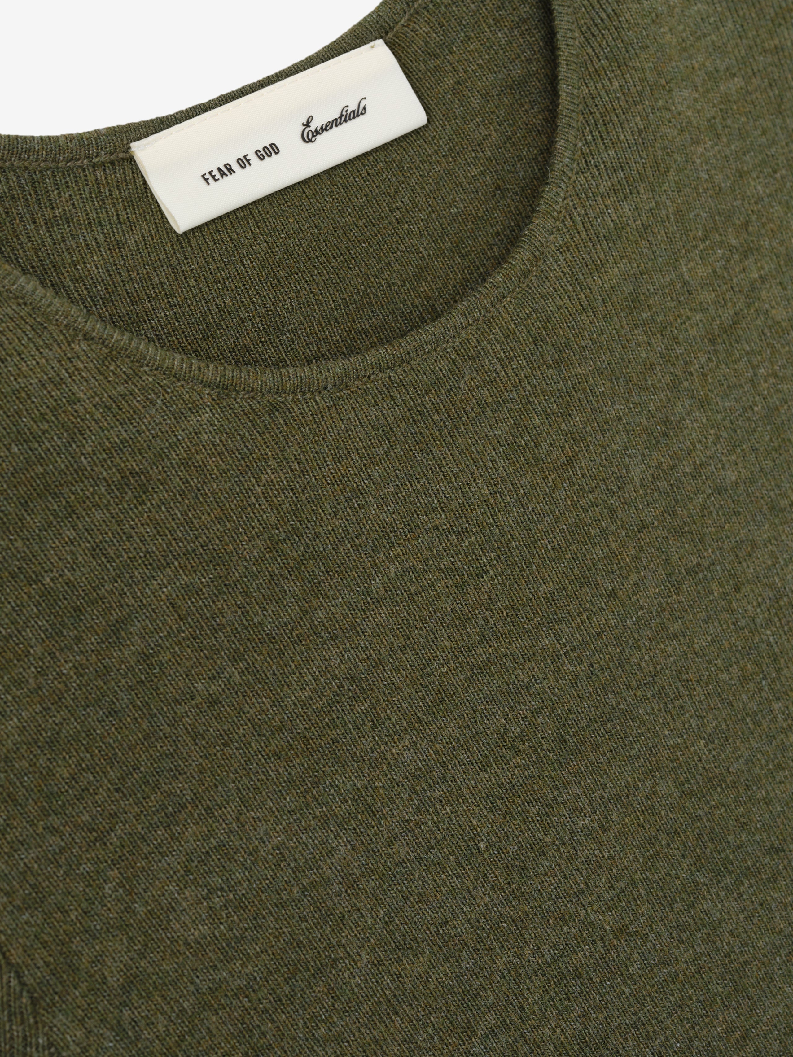 Womens Rib Knit Dress in an earthy olive green shade, featuring a smooth, finely knit texture with a rounded neckline for a refined and versatile casual garment.