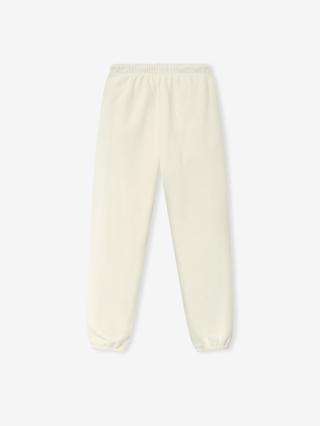 Classic Fleece Sweatpant in a soft ivory tone featuring an elastic waistband, side pockets, and elastic cuffs for a comfortable fit in casual bottoms.