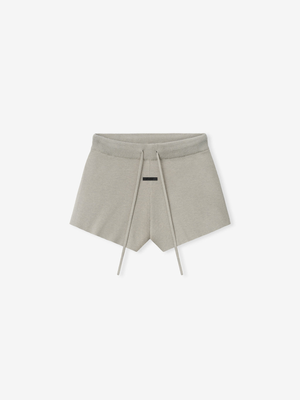 Womens Soft Knit Running Short in a light neutral shade, crafted from soft knit fabric with an adjustable drawstring waistband and a clean minimalist design for comfortable casual bottoms.