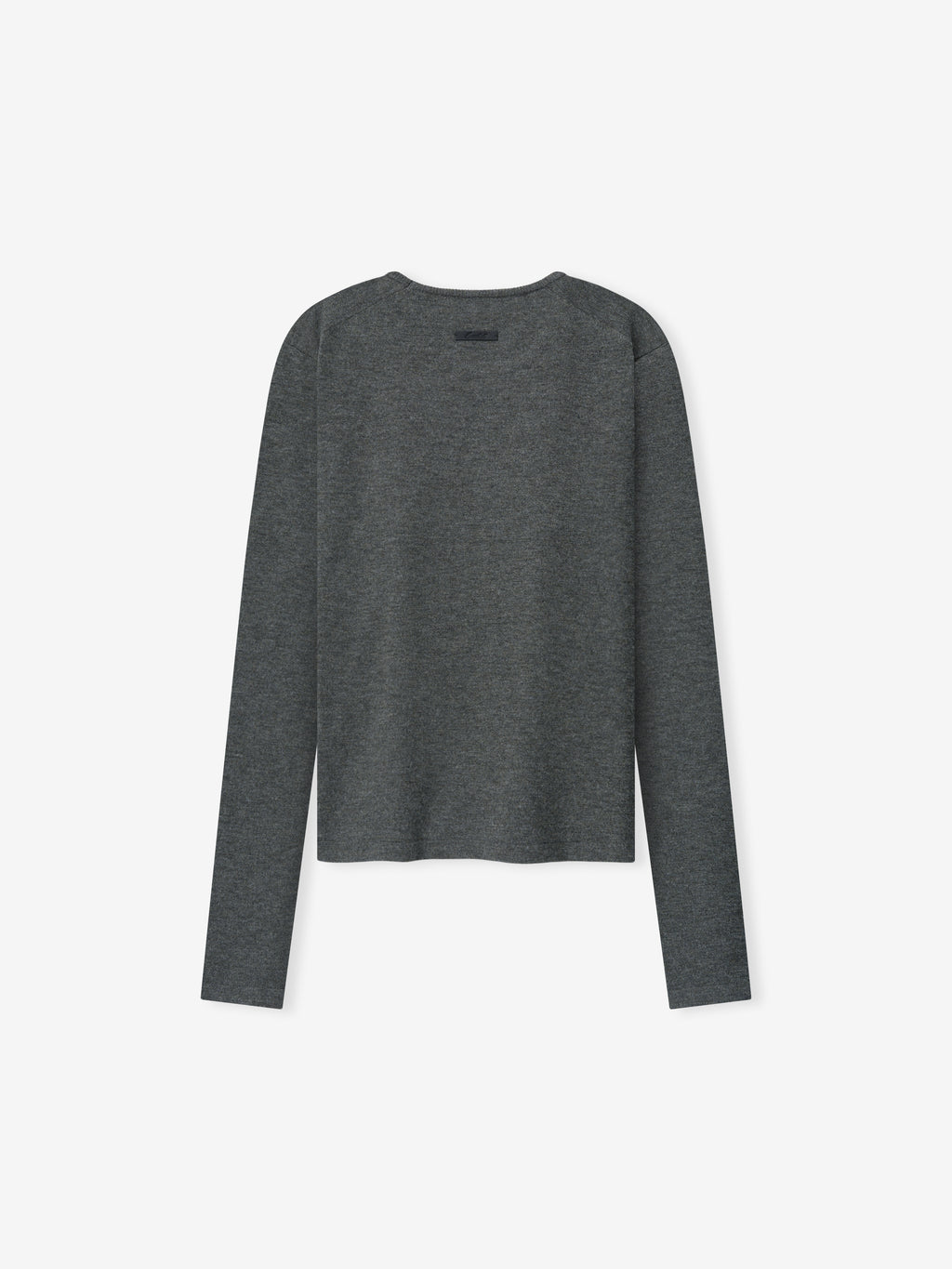 Womens Soft Knit Slim Longsleeve in a dark grey tone, featuring smooth knit fabric with a slim fit and a clean round neckline designed for versatile casual tops.