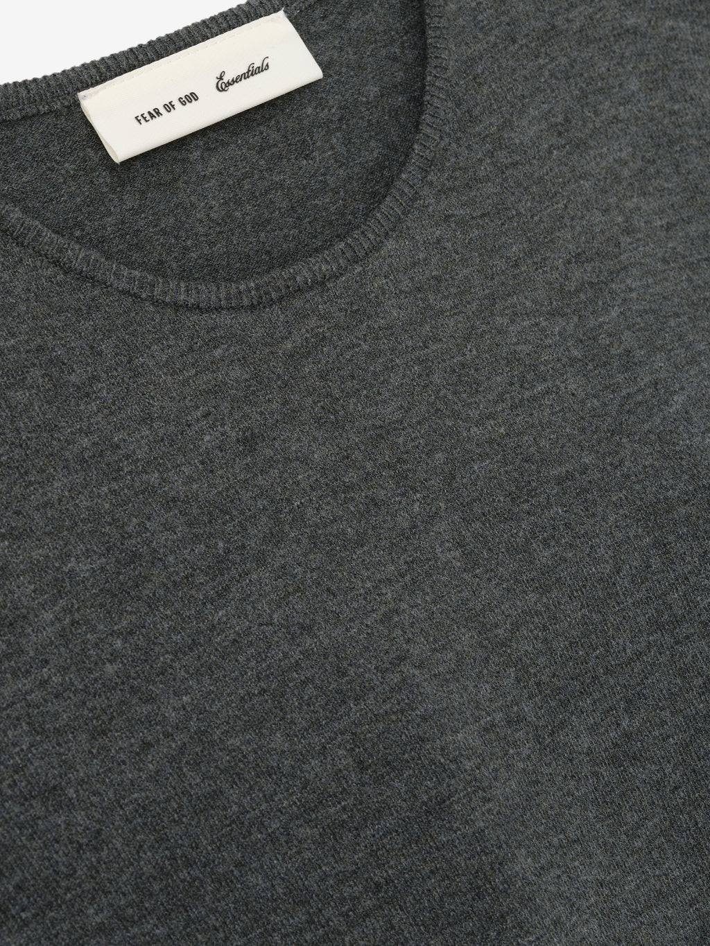 Womens Soft Knit Slim Longsleeve in a muted iron grey, featuring a soft knit texture with a clean round neckline for a sleek, comfortable fit in casual tops.
