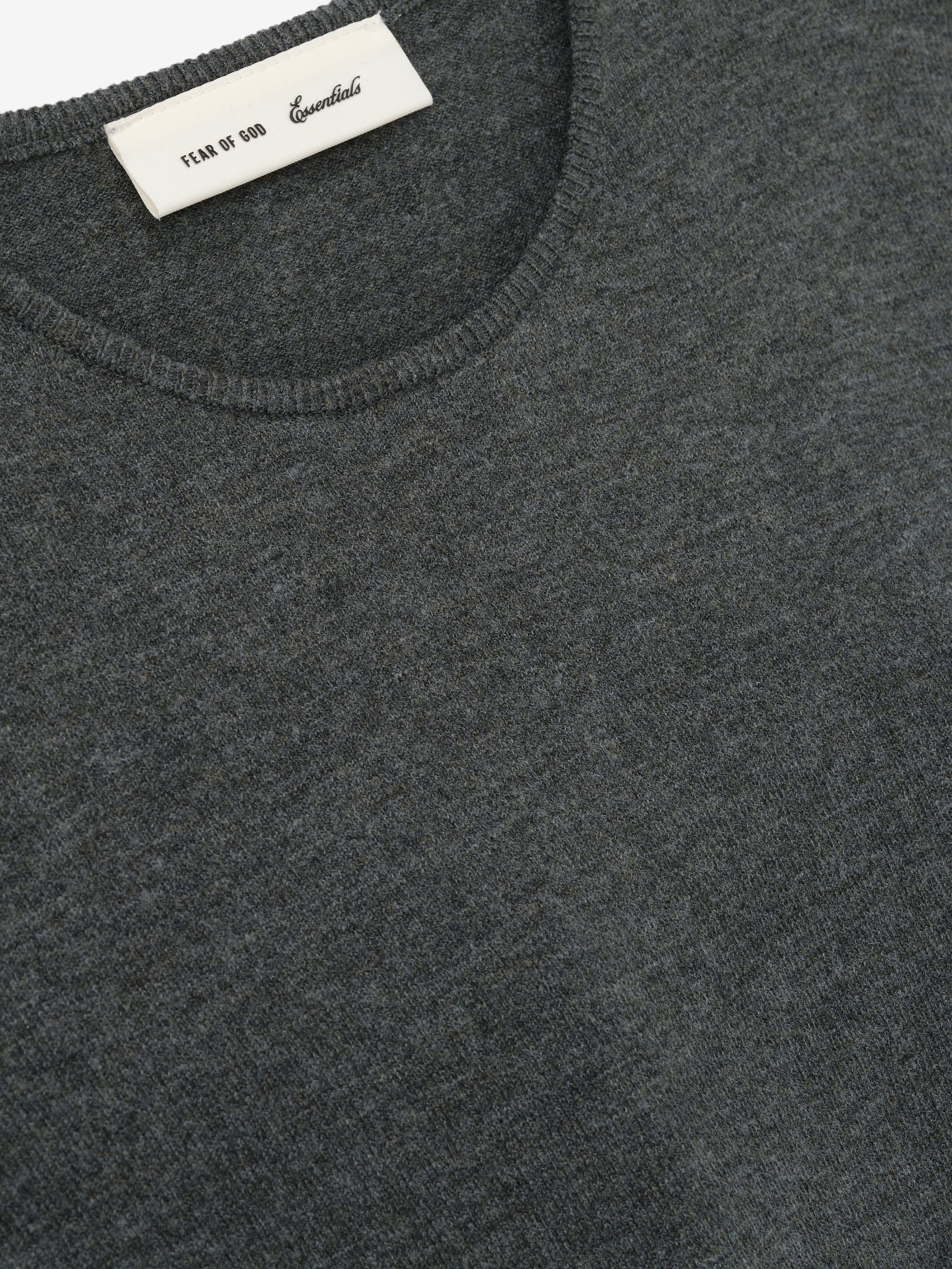 Womens Soft Knit Slim Longsleeve in a muted iron grey, featuring a soft knit texture with a clean round neckline for a sleek, comfortable fit in casual tops.
