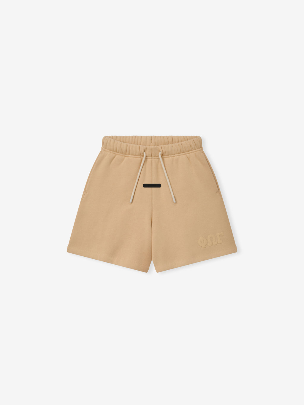 Kids Classic Sweatshort in a warm ginger tone, featuring an elastic waistband with adjustable drawstrings and subtle embossed detailing for casual, comfortable kids bottoms.