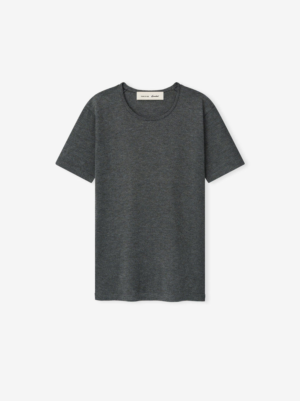 Womens Soft Knit Slim Classic Tee in a rich iron grey shade, crafted from soft knit fabric with a slim fit silhouette and a clean round neckline for versatile casual tops.