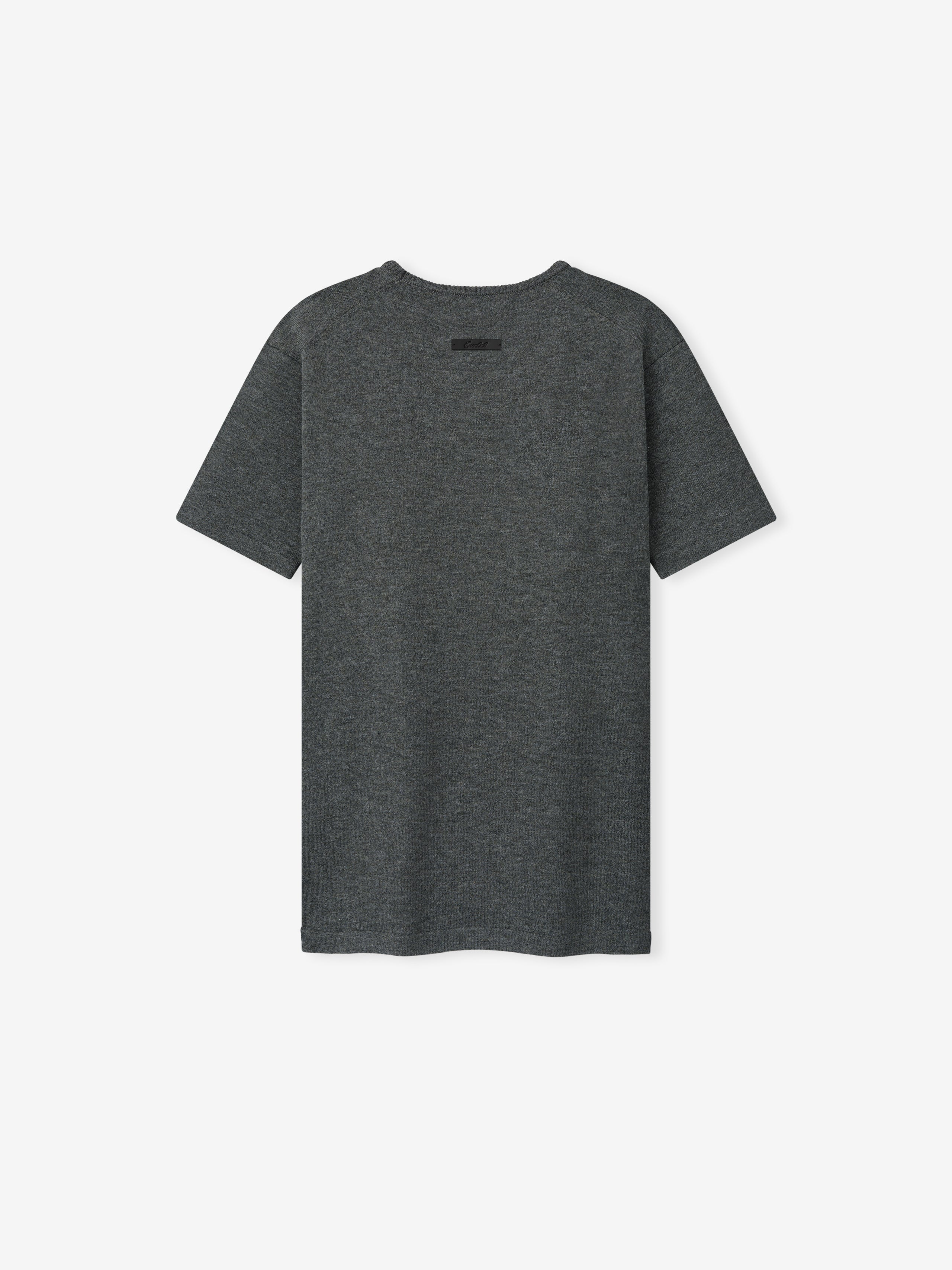 Womens Soft Knit Slim Classic Tee in a dark iron grey hue, featuring a soft knit fabric with a clean round neckline and a slim, streamlined silhouette for everyday casual wear.