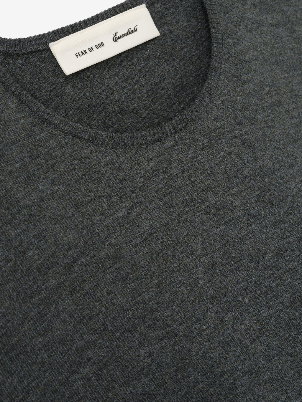 Womens Soft Knit Slim Classic Tee in a muted iron grey shade, featuring finely knit fabric with a smooth round neckline for a refined, slim-fitting casual top.