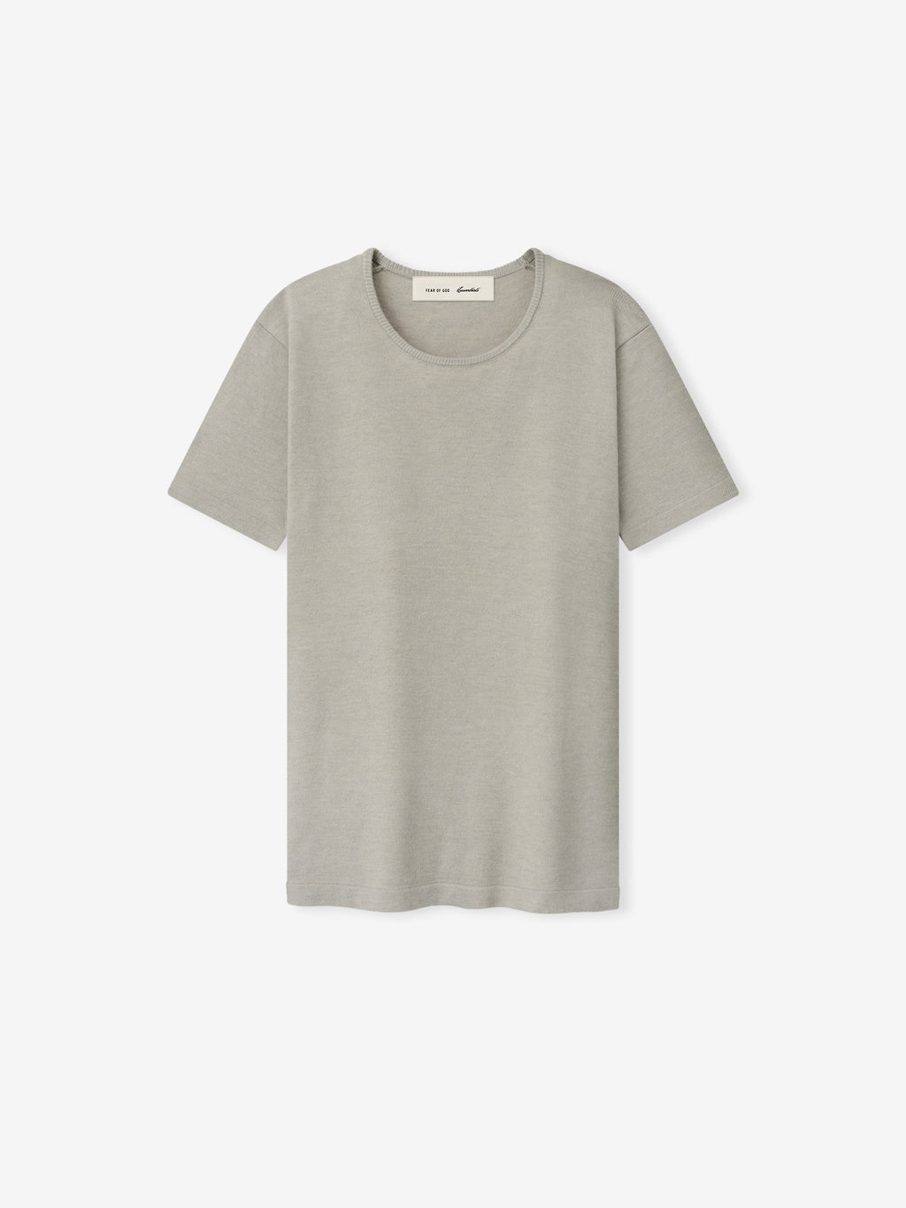 Womens Soft Knit Slim Classic Tee in a light neutral tone, featuring a soft knit fabric with a slim fit and a clean round neckline for everyday casual tops.