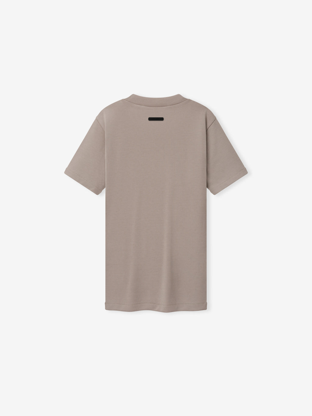 Soft Rib Fitted T-Shirt in a neutral taupe shade, featuring a slim profile with short sleeves and a soft ribbed fabric for a modern, minimalist casual top.