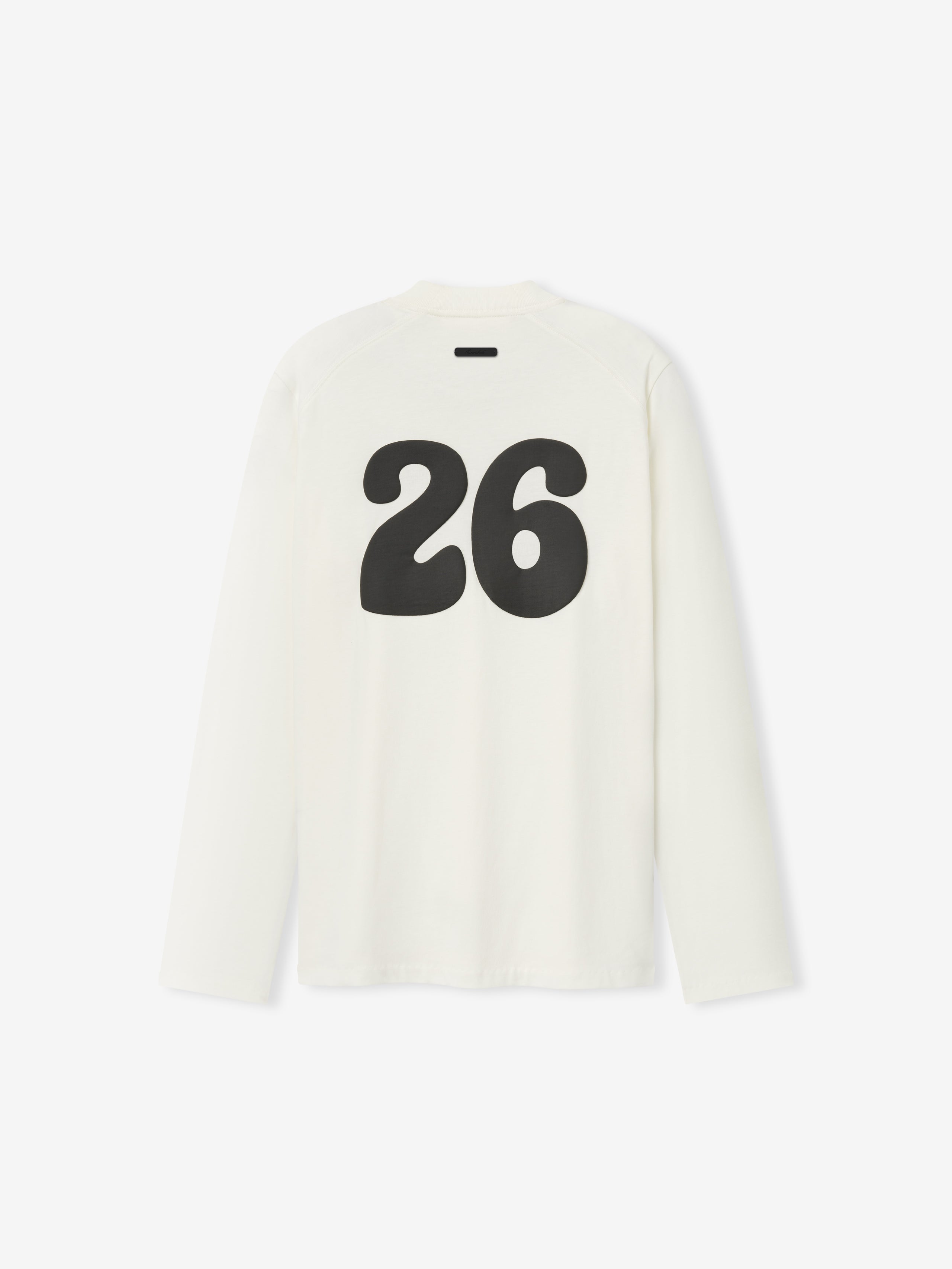 Womens Tri-Blend Classic Fit Long Sleeve Tee in ivory featuring bold black number graphic on the back, crafted from soft fabric offering a relaxed and comfortable fit.