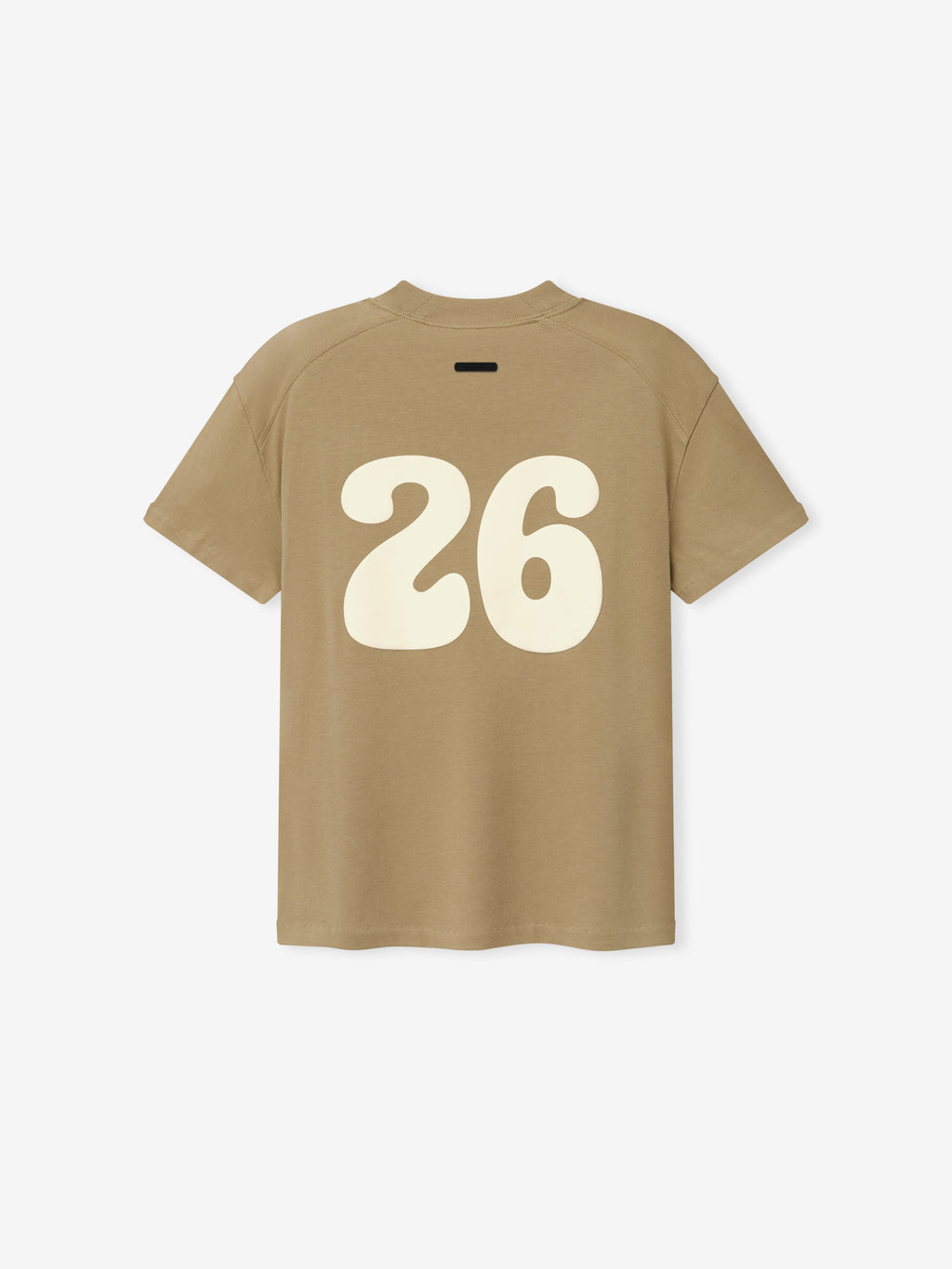 Womens Tri-Blend Womens Classic Fit Tee in a muted dune color, featuring short sleeves and a large cream-colored number 26 graphic on the back for a casual sporty look.